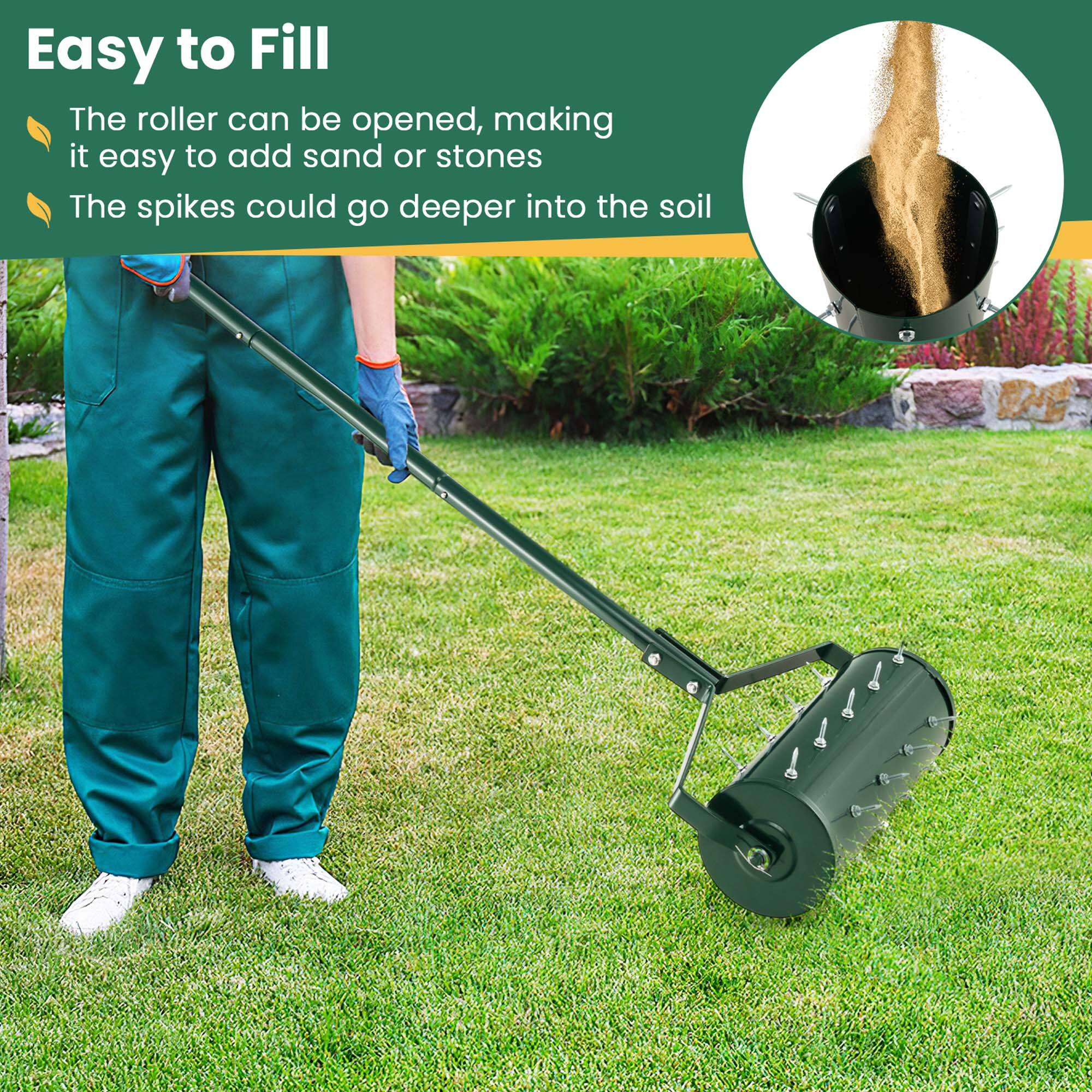 Easy to Fill

The roller can be opened, making it easy to add sand or stones

The spikes could go deeper into the soil
