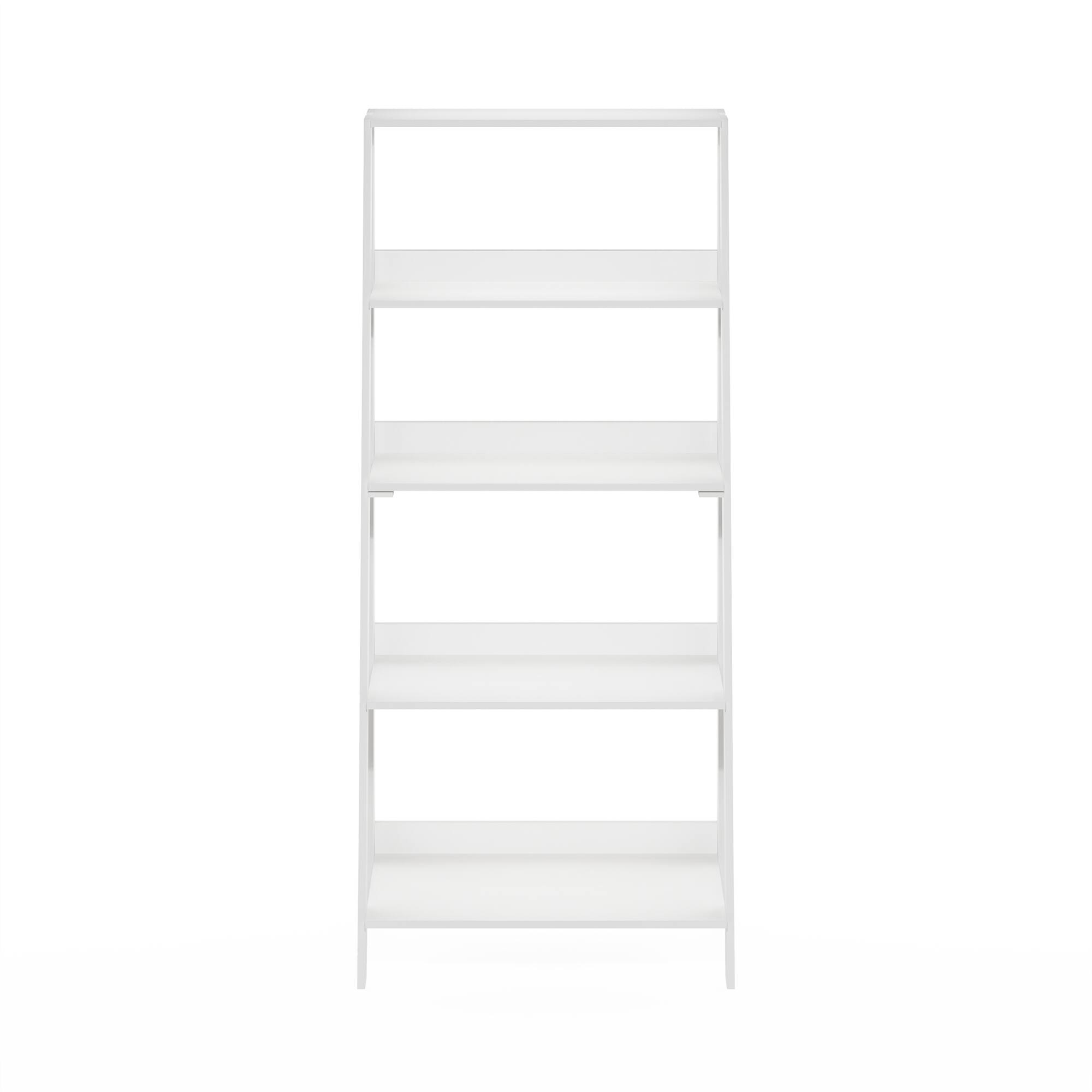 Alt View 7. Furinno - LADDER Book Shelf, 5-Tier Ladder Shelf, Bookshelf, Display Storage Shelves, for Living Room, Home Office - Plain White.
