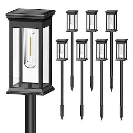 Front. Dazzed Corner - Solar Pathway Lights Outdoor 8 Pack, Solar Outdoor Lights - Black.