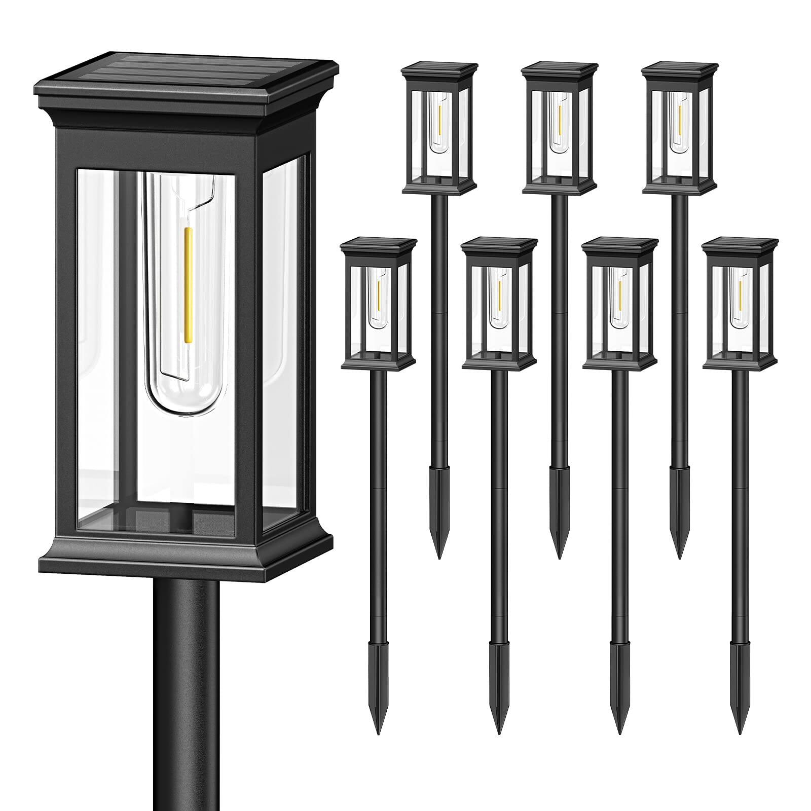 Dazzed Corner - Solar Pathway Lights Outdoor 8 Pack, Solar Outdoor Lights - Black
