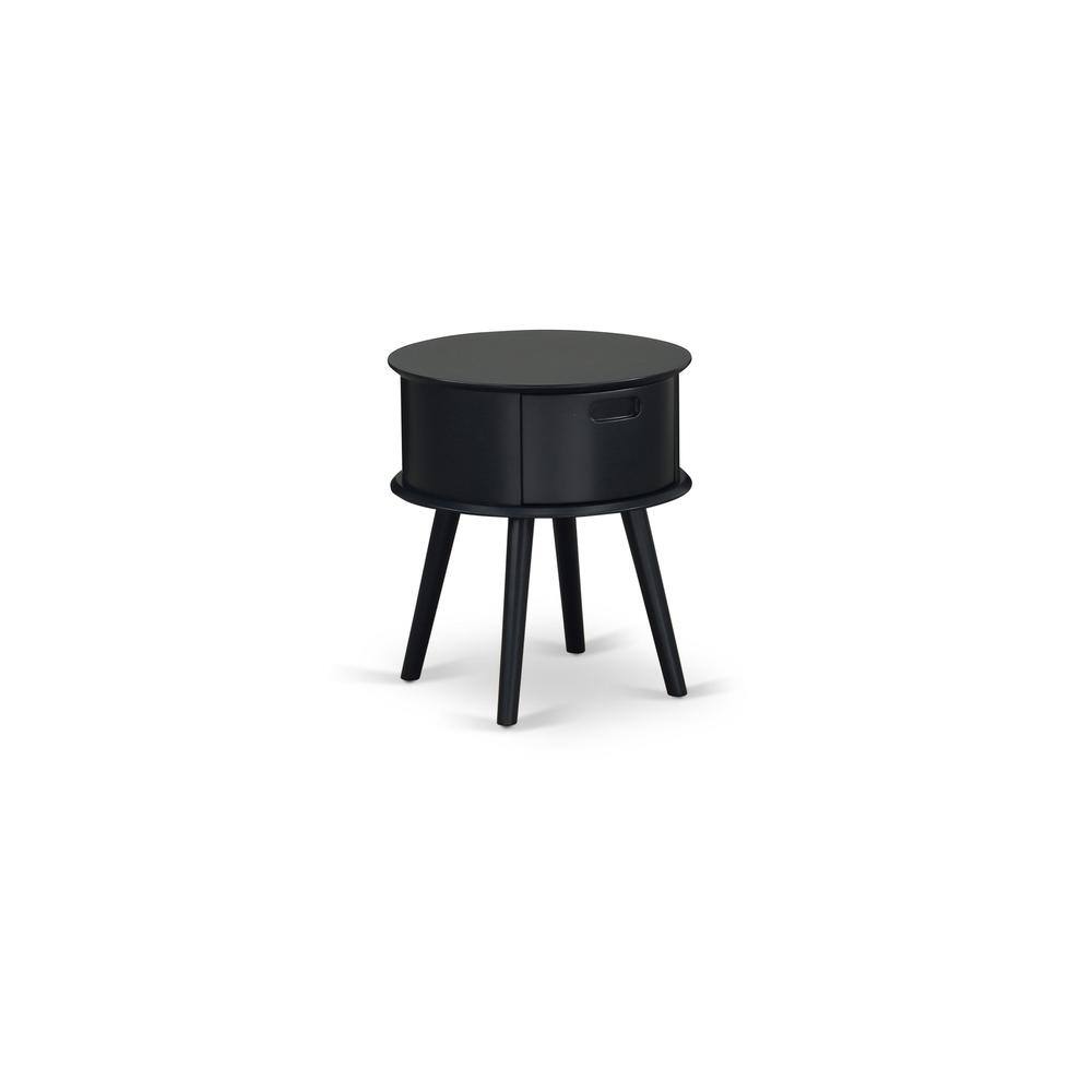 Angle. East West Furniture - Night Stand Navy Blue - Brown.