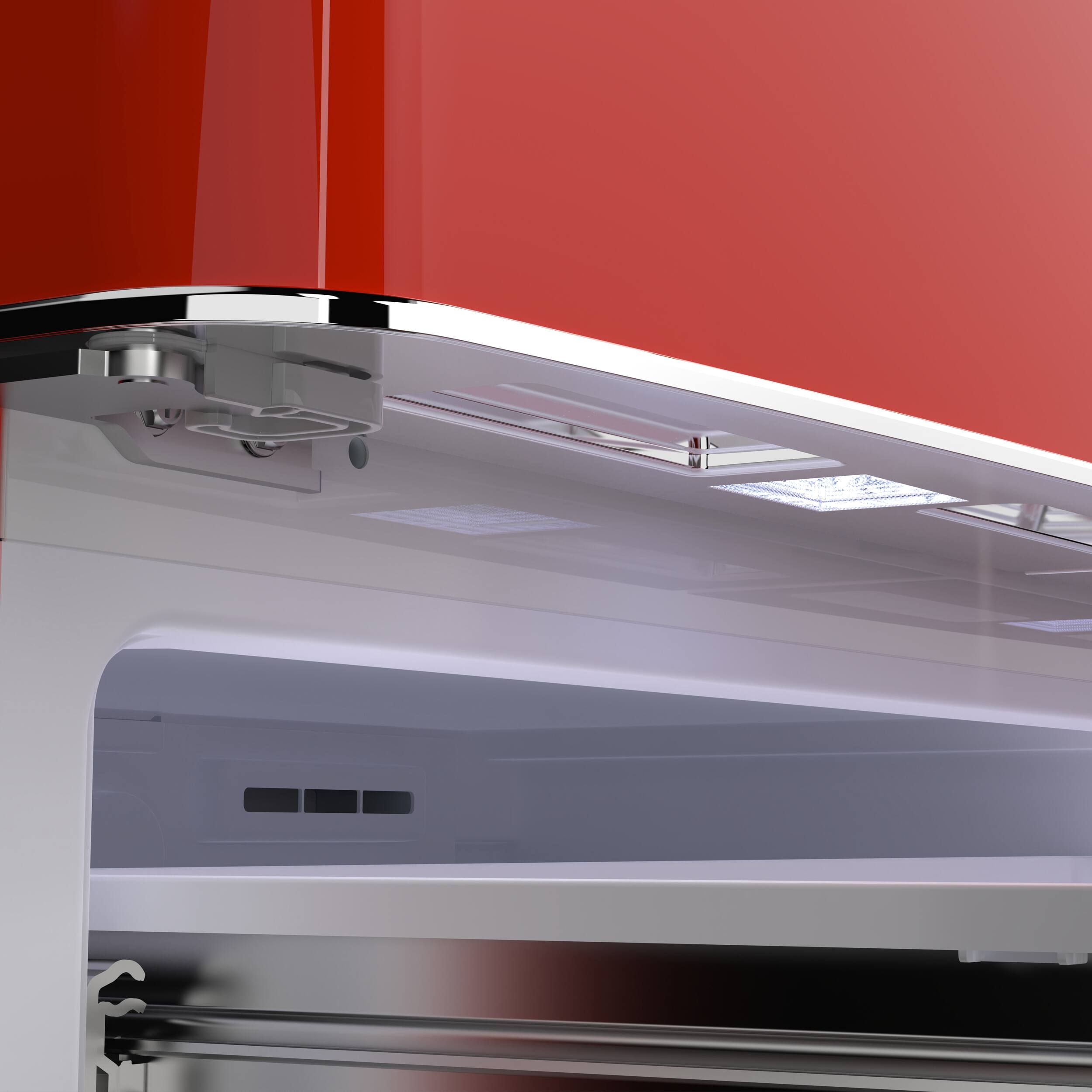 Alt View 6. Forno Appliances - Luigi 18 Cu. Ft. French Door Refrigerator with Handle-free Design - Red.