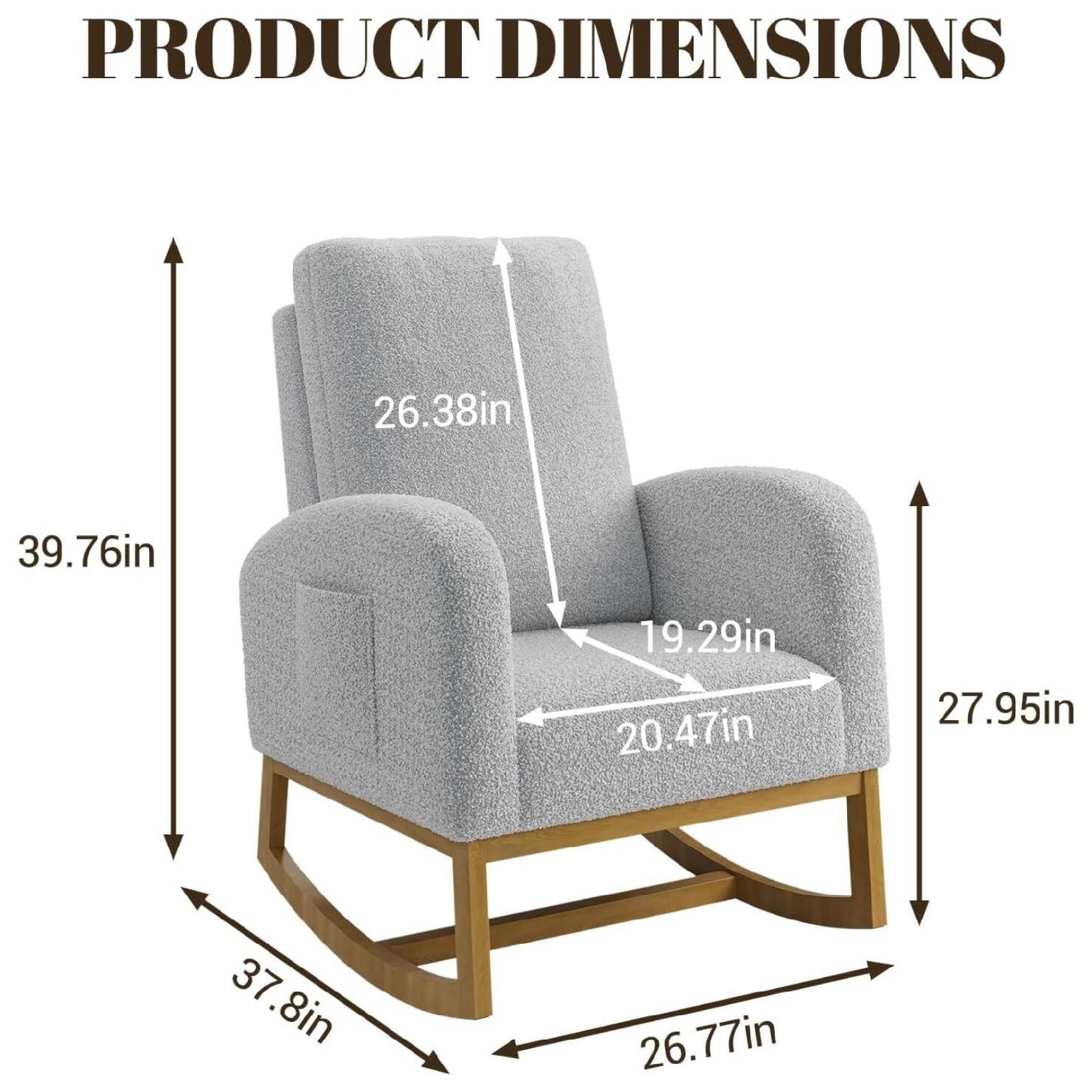 GARVEE Nursery Rocking Chair, Nursing Glider Rocker Chair with High  Backrest & Side Pocket, Sherpa Accent Chair Light Gray PHK_33BH - Best Buy