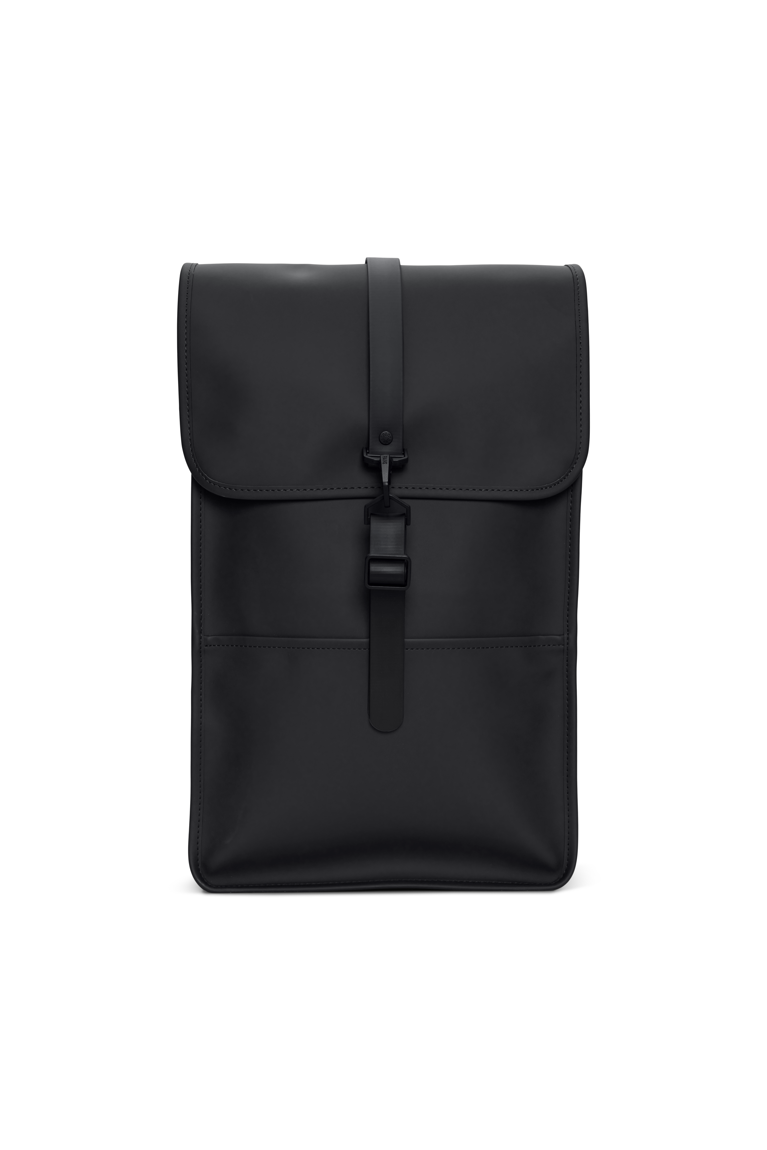Front. RAINS - Laptop Backpack - Black.