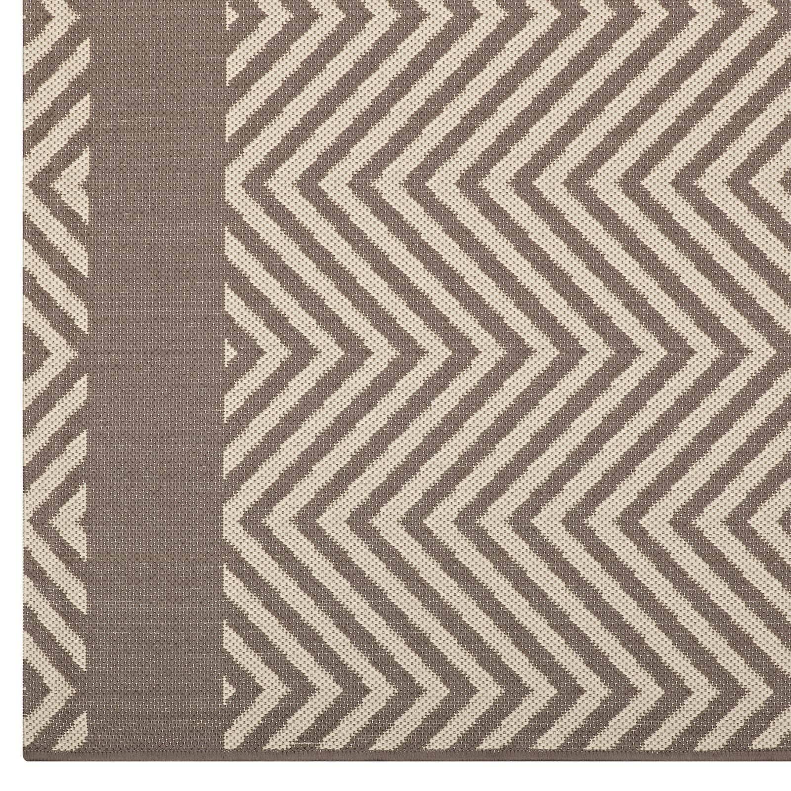 Alt View 1. Modway - Optica Chevron With End Borders Indoor and Outdoor Area Rug - Light and Dark Beige.