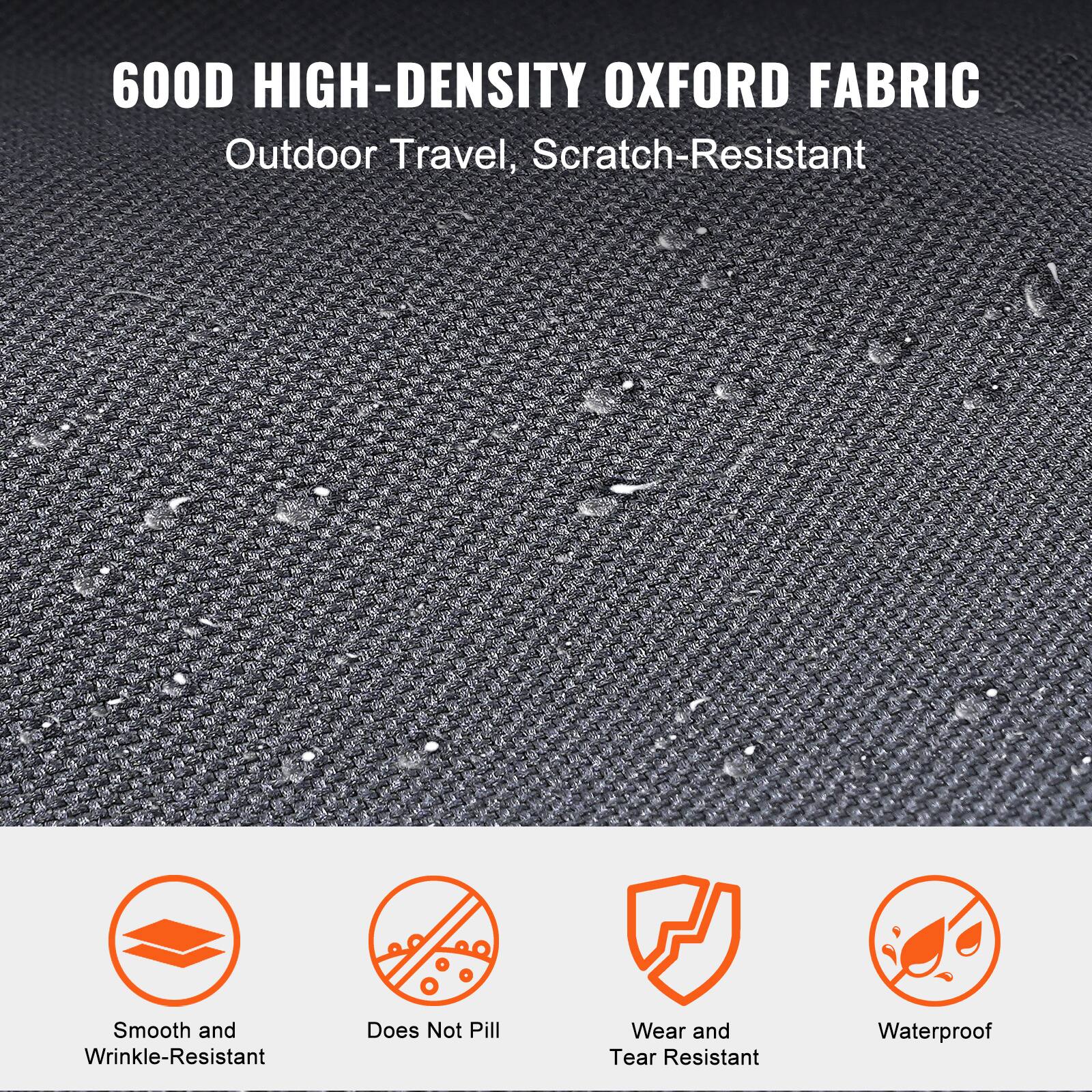 600D HIGH-DENSITY OXFORD FABRIC Outdoor Travel, Scratch-Resistant

Smooth and Wrinkle-Resistant

Does Not Pill

Wear and Tear Resistant

Waterproof