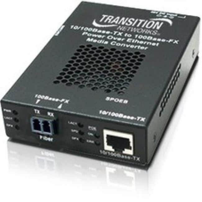 Transition Networks - SPOEB1039-105 Transceiver/Media Converter - 1 x Network (RJ-45) - 1 x LC Ports - DuplexLC Port - Black