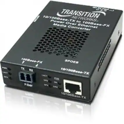 TRANSITION NETWORKS
10/100Base-TX to 1000Base-FX Power Over Ethernet Media Converter