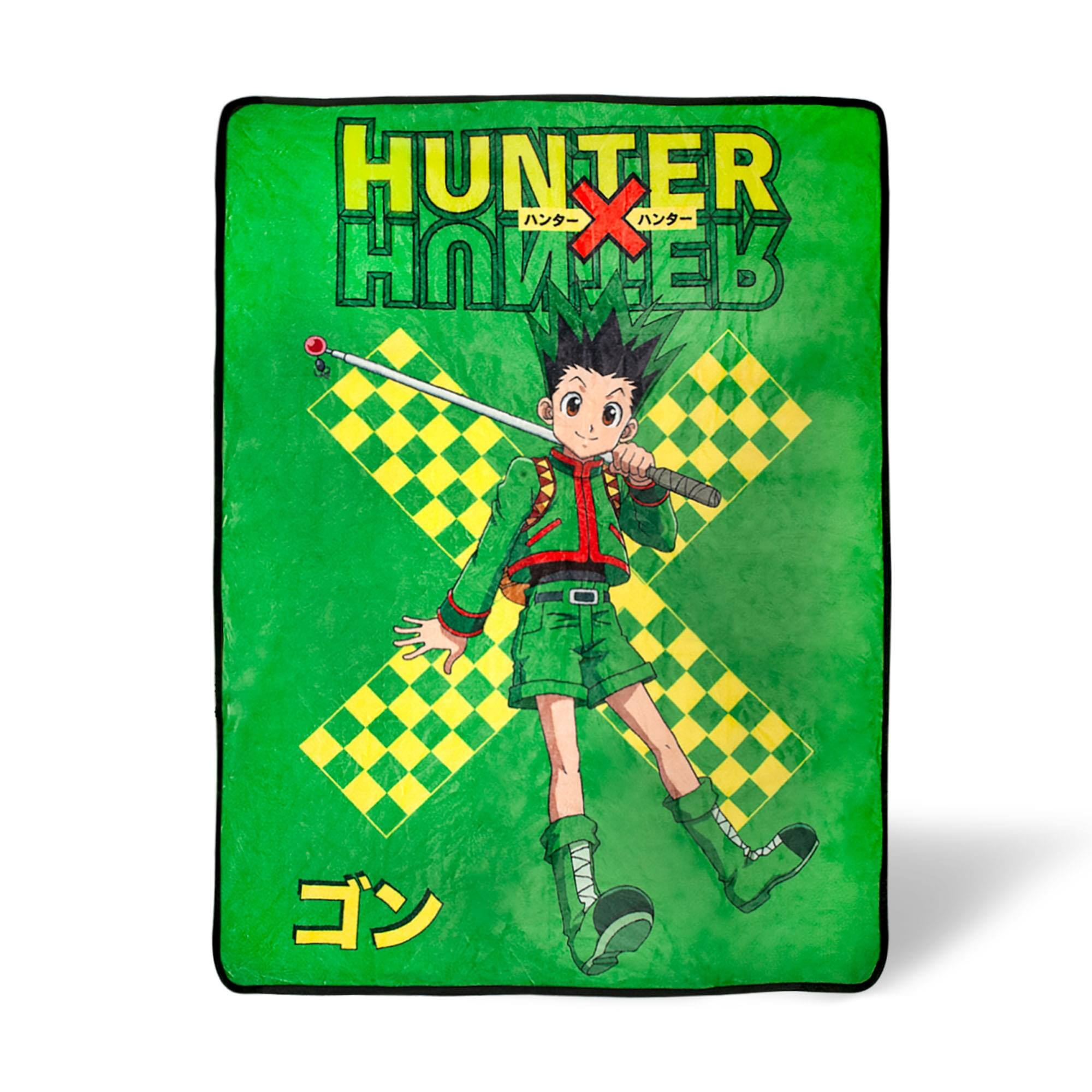Front. Just Funky - Hunter X Hunter Gon Freecss Fleece Throw Blanket | 45 x 60 Inches - Green.