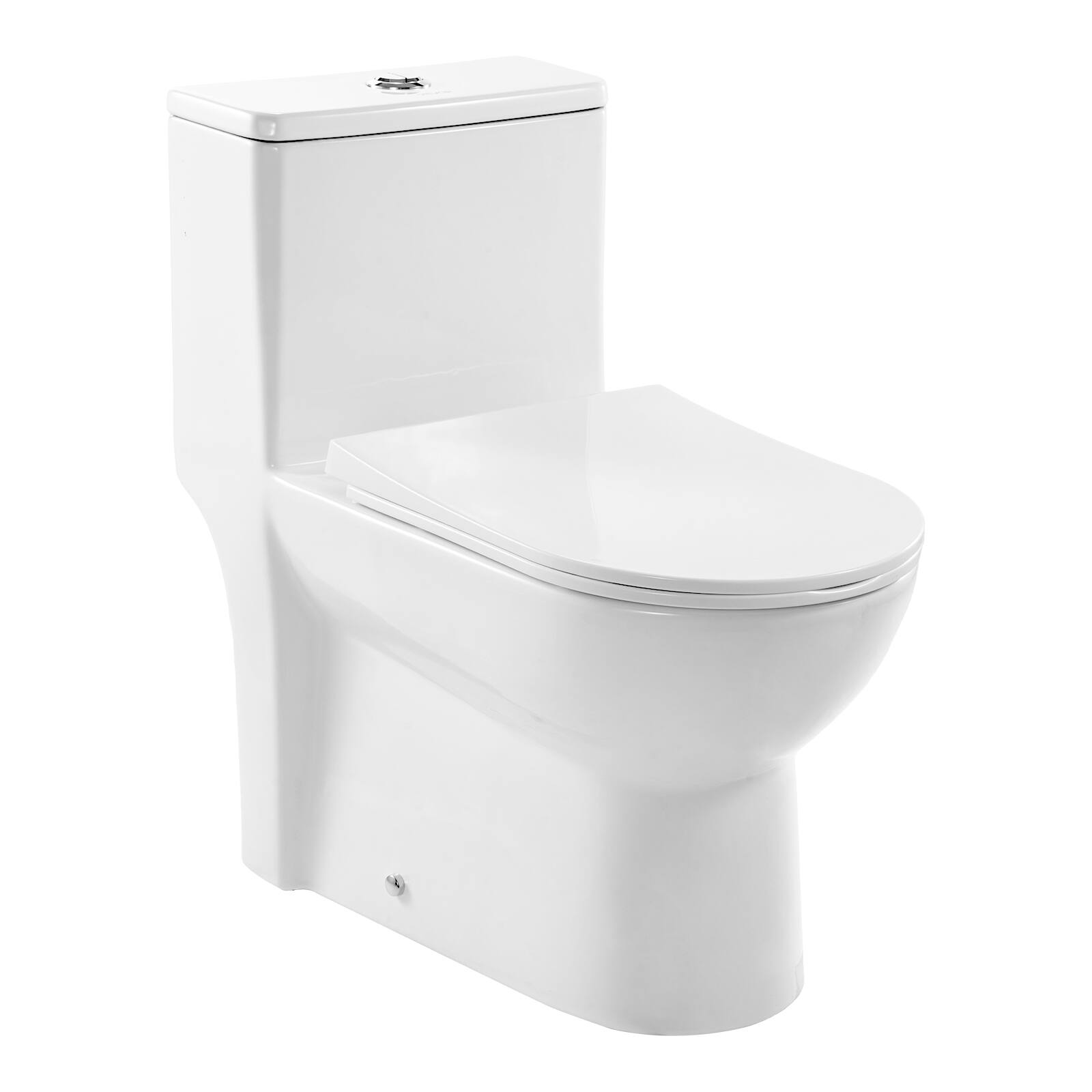 Front. VEVOR - One-Piece Toilet, Elongated Toilet Vortex Dual-Flush 1.1/1.6 GPF, Toilets for Bathroom with Comfortable Chair Seat - Bright white + silver.