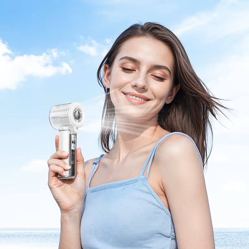 Alt View 2. hoco. - HX613 Handheld Portable Fan with Cooling Mist, 100‑Level Airflow, LED Display - White.