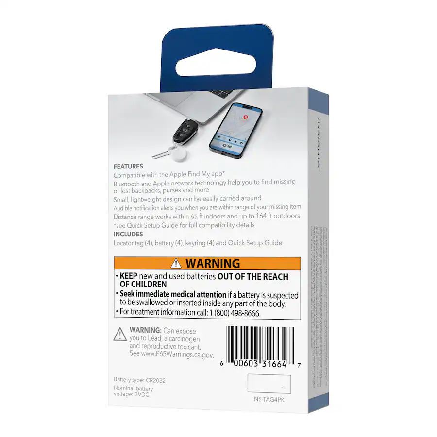 Insignia™ Locator Tag for iOS, iPadOS, and macOS with Apple Find My App ...