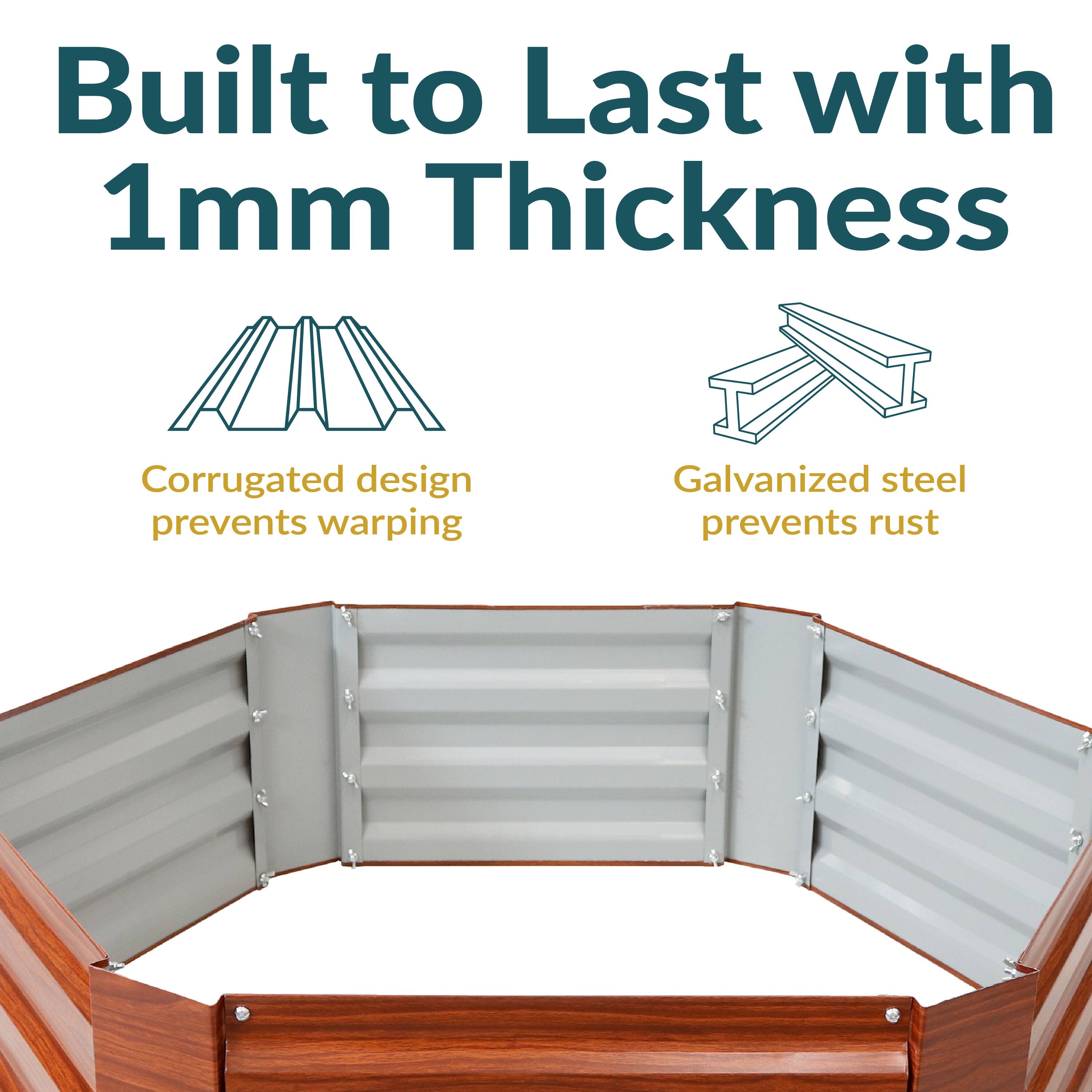 Built to Last with 1mm Thickness

- Corrugated design prevents warping
- Galvanized steel prevents rust