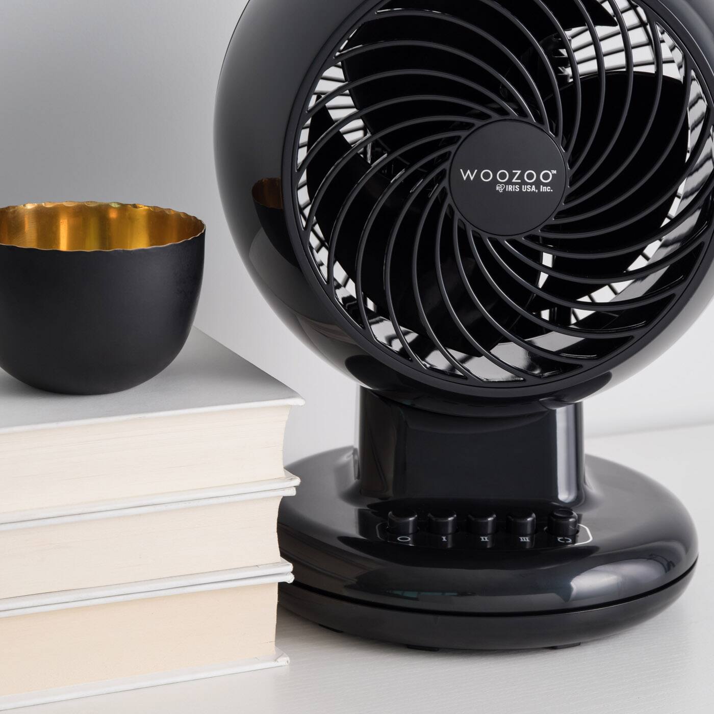 The text on the fan reads: "WOZOO IRIS USA, Inc."