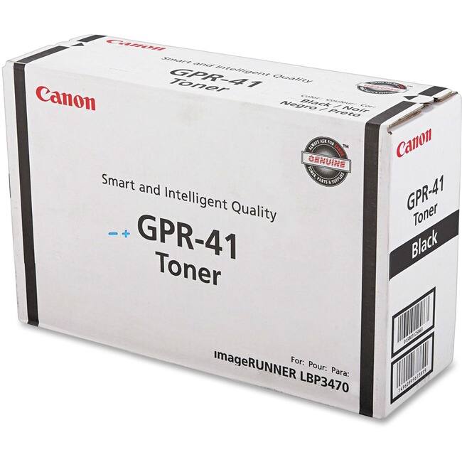 Canon Smart and Intelligent Quality GPR-41 Toner  
GPR-41 Toner  
Black / Negro / Noir  
For: Pour: Para: ImageRUNNER LBP3470  
Genuine  
Canon