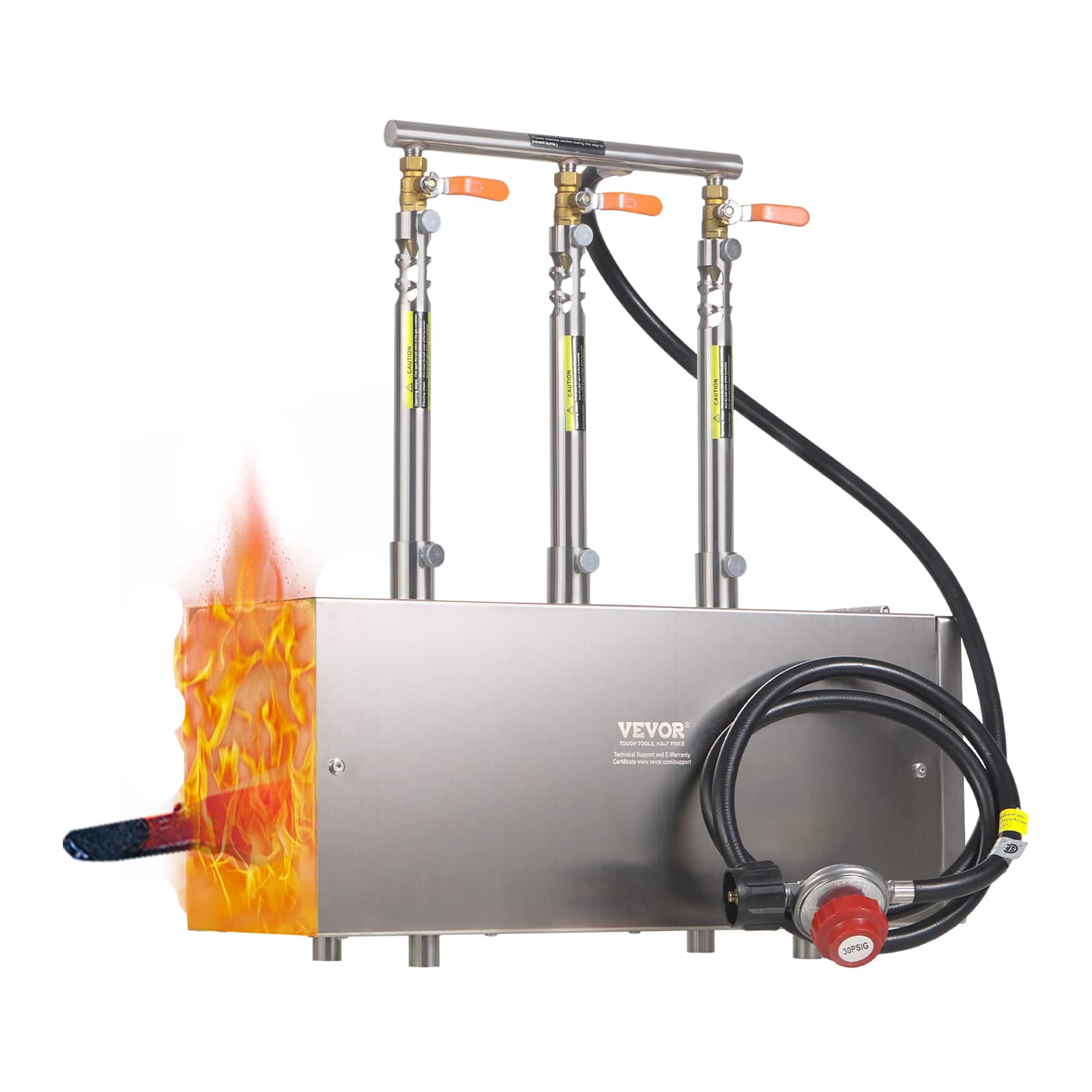 VEVOR - Portable Propane Forge, 3 Burners, 2600℉ Tool and Knife Making Blacksmithing Farrier Forge, Large Capacity Square Shape - Metallic color