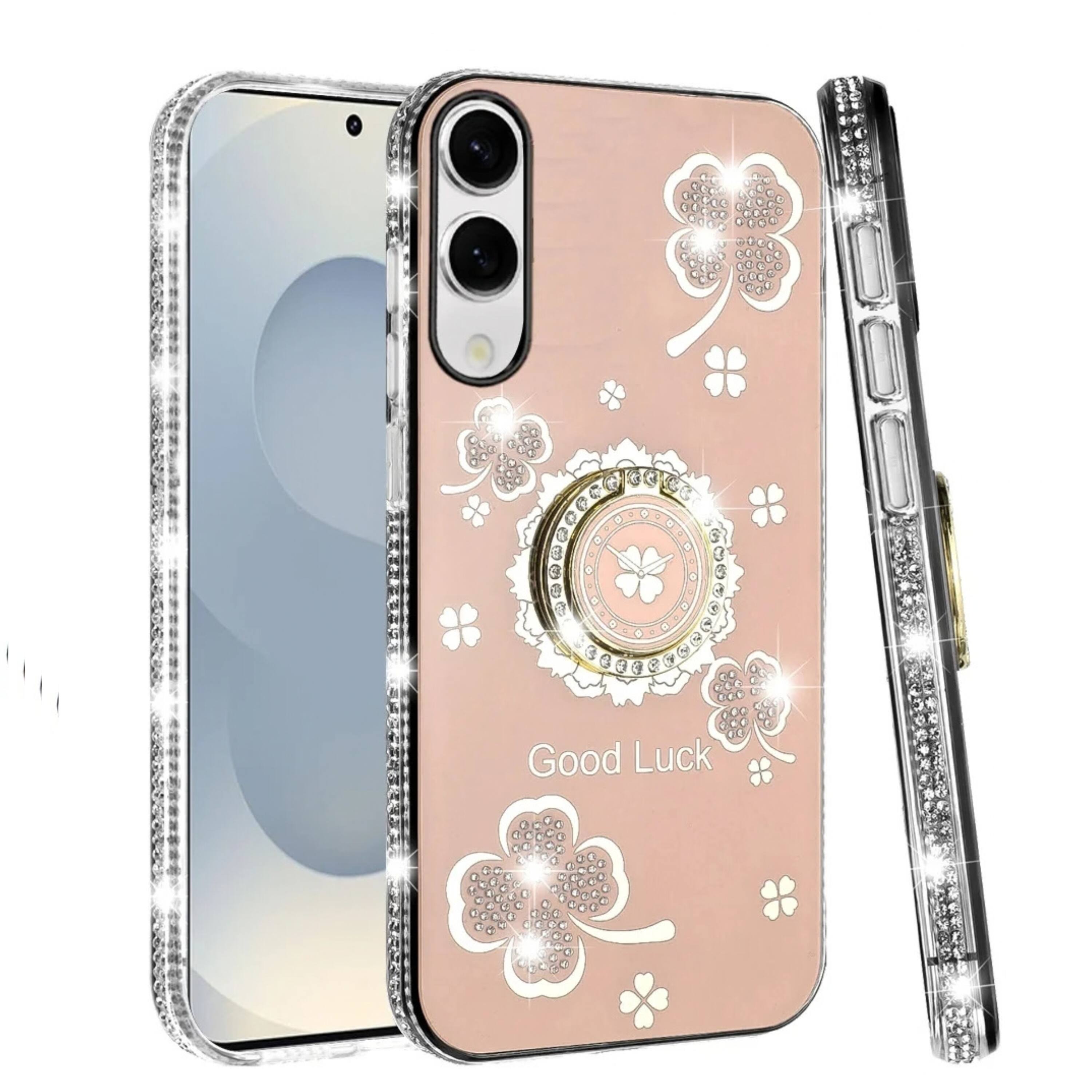 Kitcheniva Crystal Studded Bling Ring Stand Phone Case With Tempered ...
