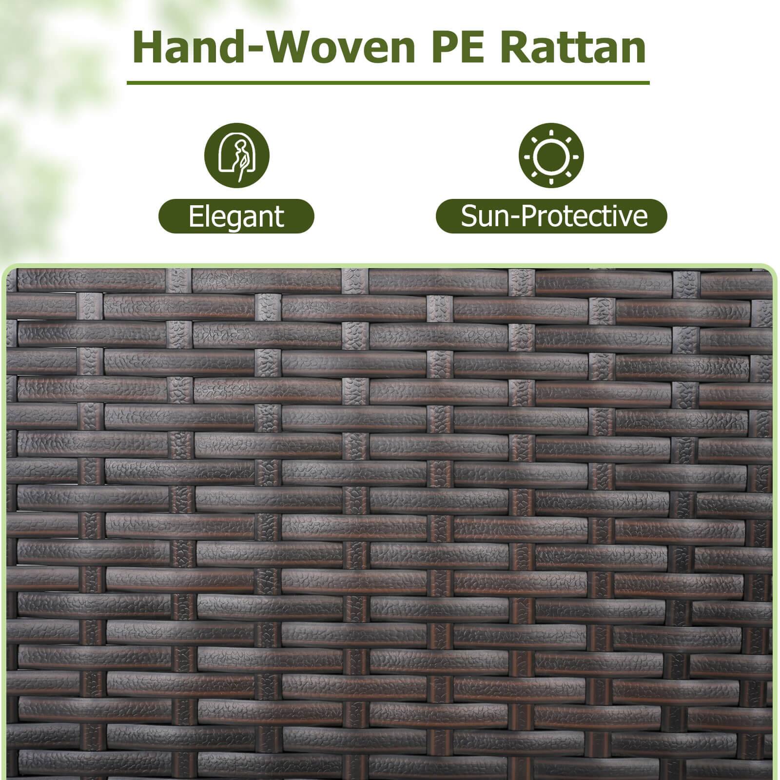 Hand-Woven PE Rattan

Elegant

Sun-Protective