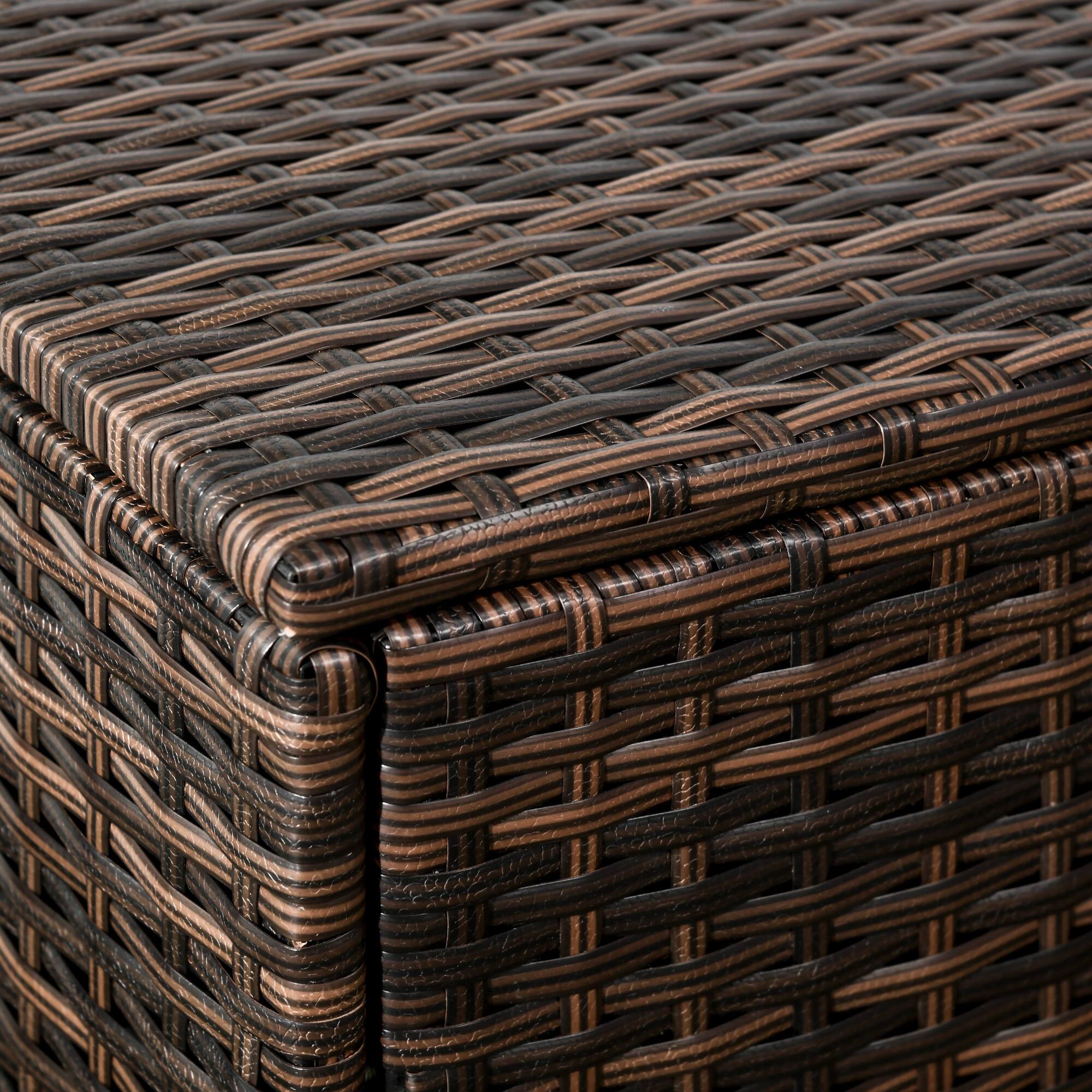 Alt View 7. Outsunny - Outdoor Deck Box and Waterproof Shoe Storage, PE Rattan Wicker Towel Rack with Liner for Indoor, Outdoor - Brown.