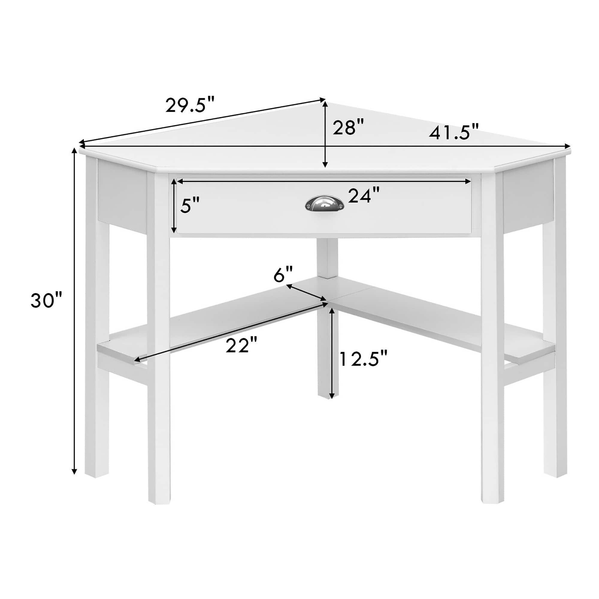 The text on the image reads: "29.5" 28" 41.5" 5" 24" 30" 6" 22" 12.5". This text provides the dimensions of the table, including the height, width, and length.