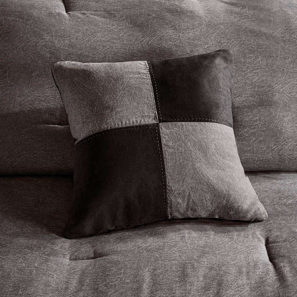 Alt View 1. Gracie Mills - Gracie Mills Maldonado 7-Piece Rustic Faux Suede Comforter Set - Grey.