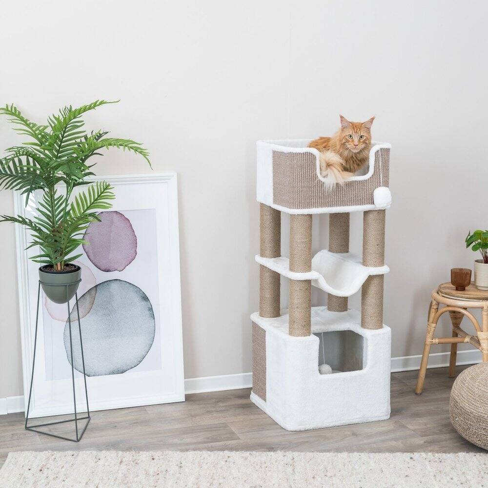 Angle. TRIXIE - Lucano Multi-Level Cat Tree with Sisal Scratching Posts - Taupe.
