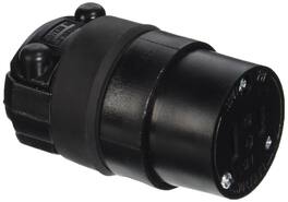 Leviton - Commercial and Residential Rubber Non-Polarized Connector 1-15R 18-12 AWG 2 Pole 2 Wire - Black