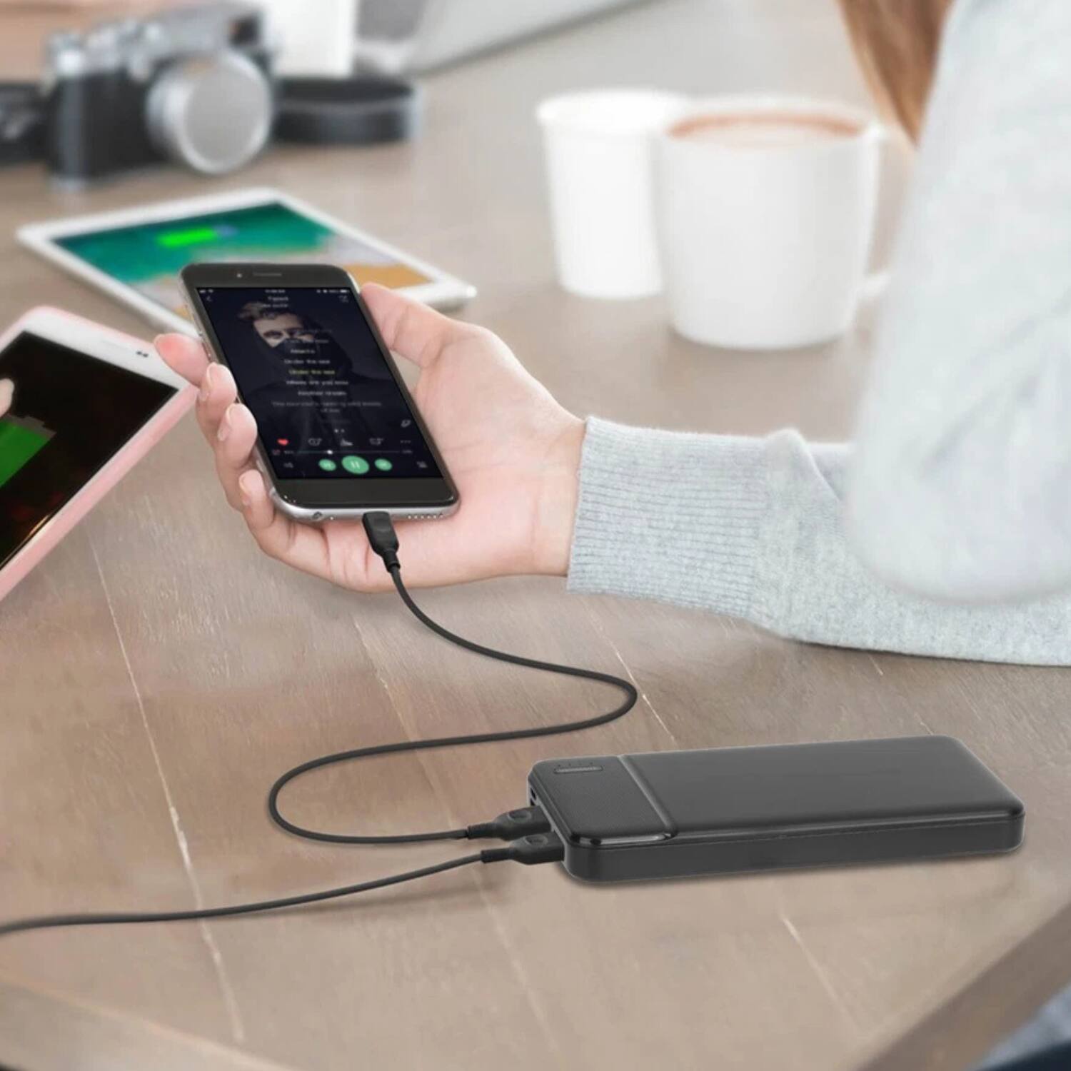 Left. Home Collection - 20000mAh Heated Jacket Vest External Battery Power Bank - Black.