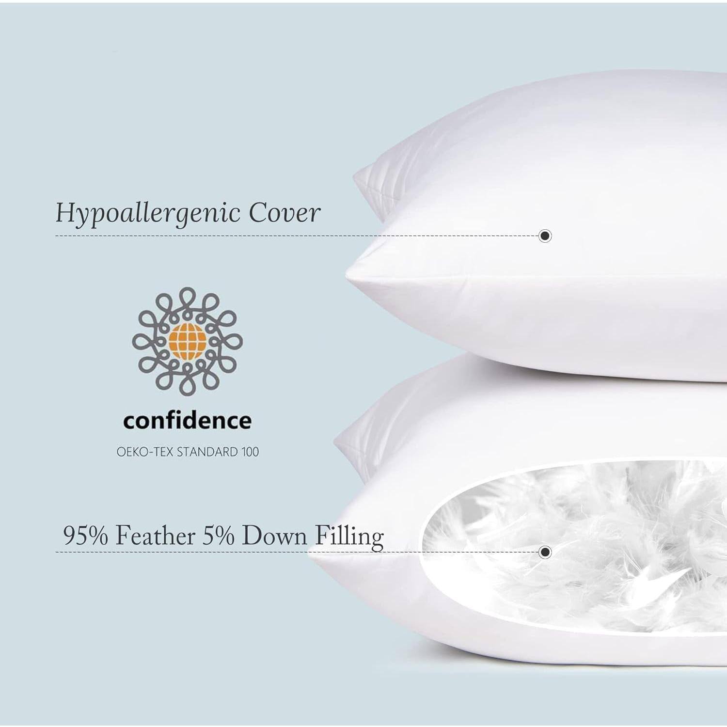 Hypoallergenic Cover  
confidence  
OEKO-TEX STANDARD 100  
95% Feather 5% Down Filling