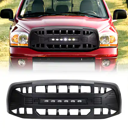 Front. AMERICAN MODIFIED - AMERICAN MODIFIED Armor Grille for 2006 to 2008 Dodge Ram 1500, Matte Black - Matte Black.