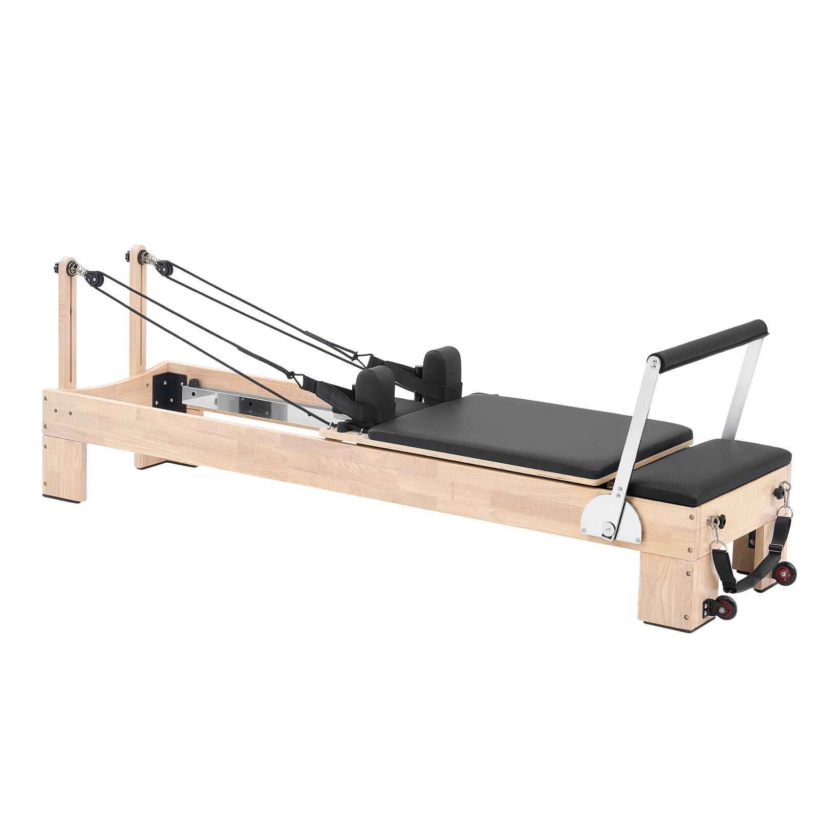 Alt View 5. VEVOR - Pilates Reformer 94" Pilates Machine 400 lbs Capacity Rubberwood, for Home Use and Gym Workout, with Jump Board, Springs - Natural Wood;Black.