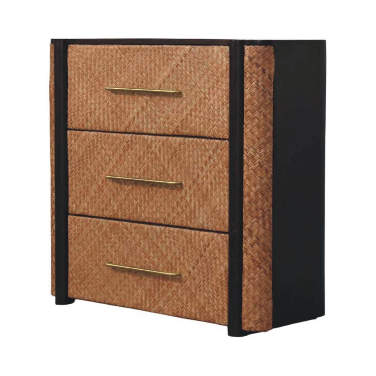Left. Artisan Furniture - Artisan Furniture Solid Wood Havana Weave 3 Drawer Chest - Brown.