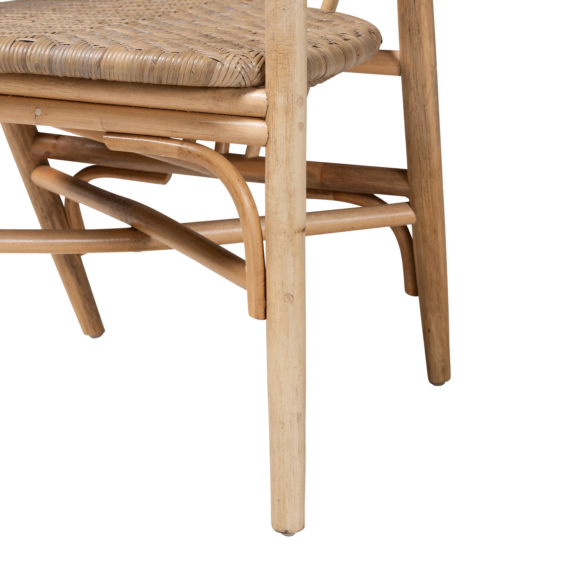 Alt View 2. bali & pari - Kyoto Modern Bohemian Rattan Dining Chair - Natural Brown.