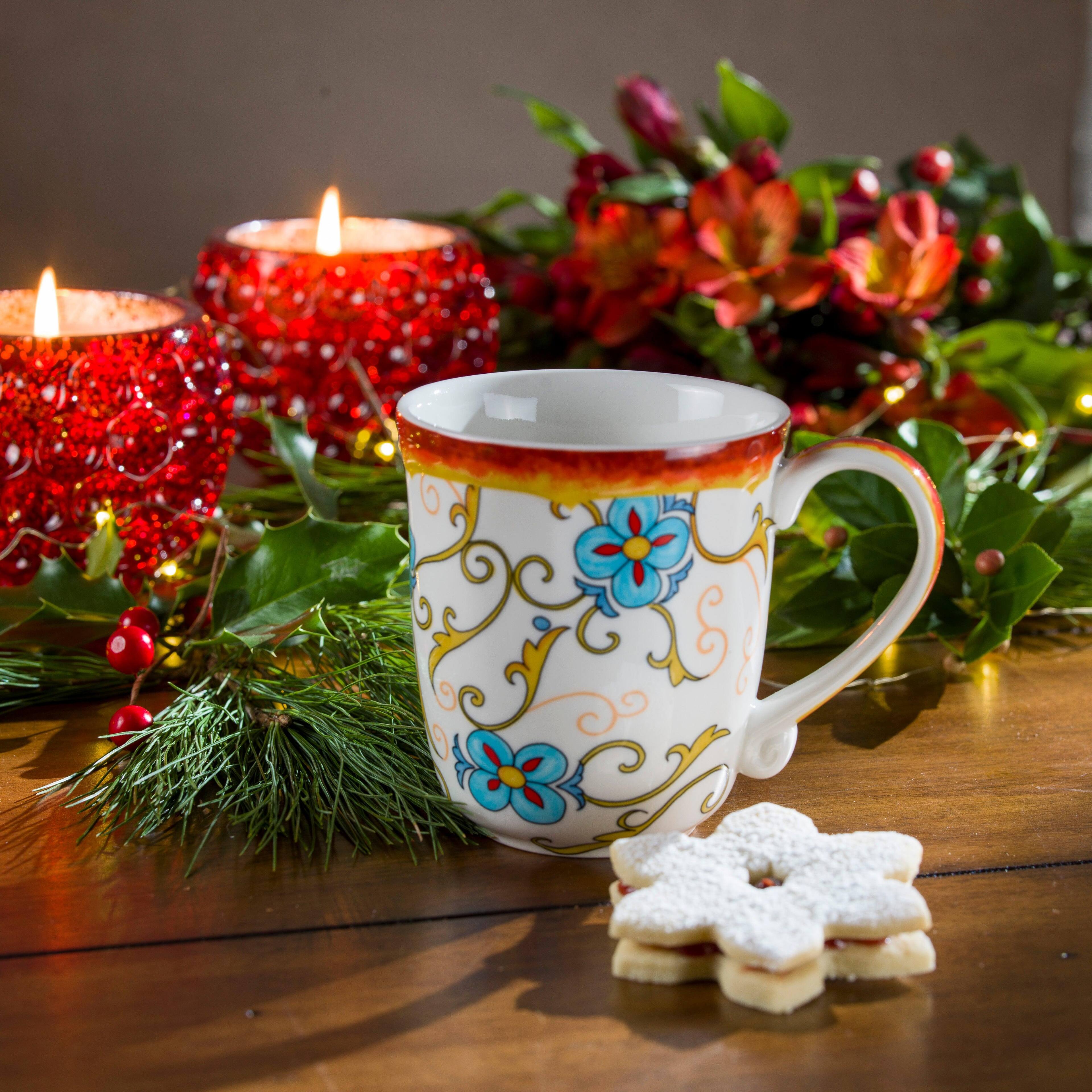 Left. Euro Ceramica Home - Duomo Stoneware Mug Set, 4-Pack, 16 oz - gold.