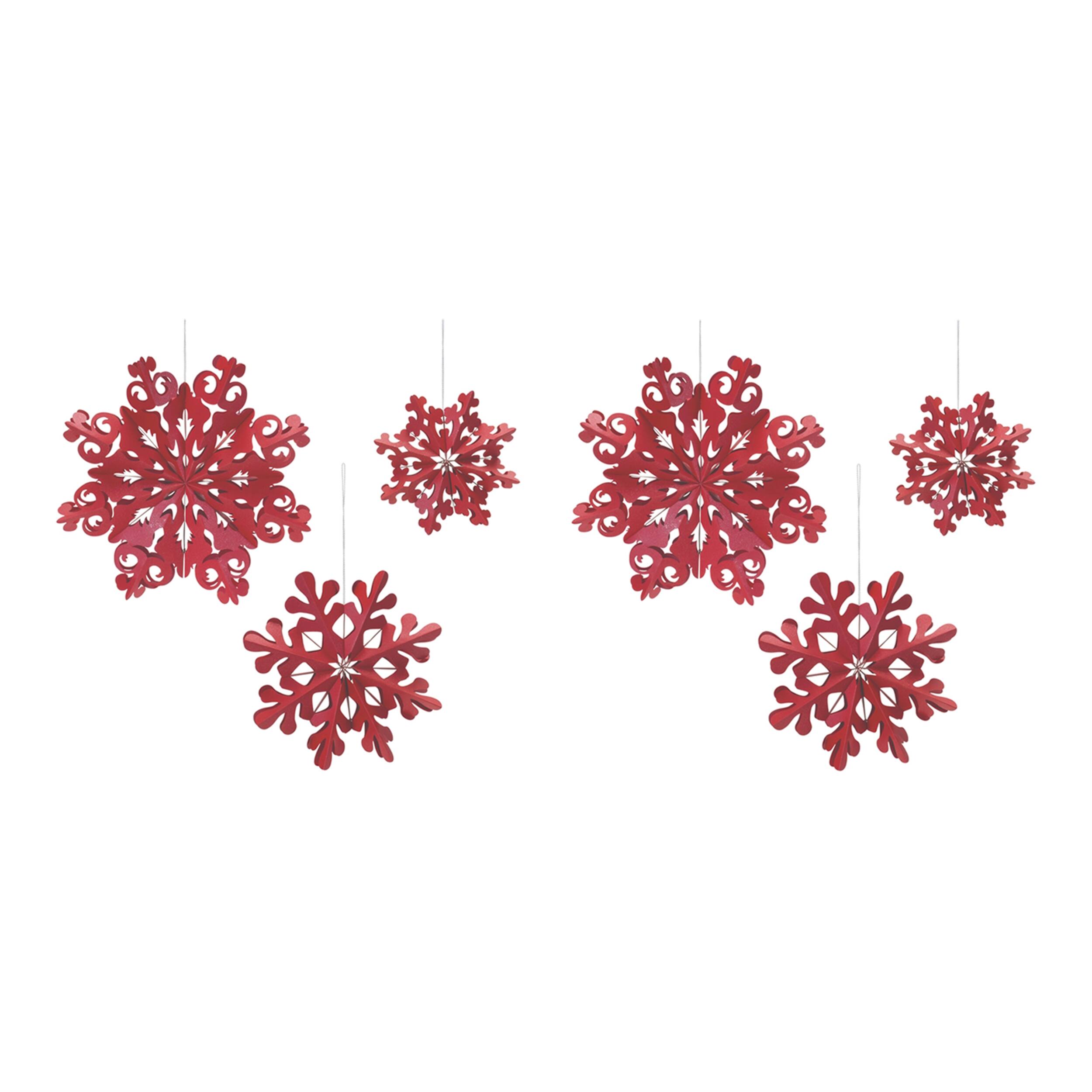 Alt View 5. BreeBe - Paper Snowflake Ornament (Set of 6) - Red.