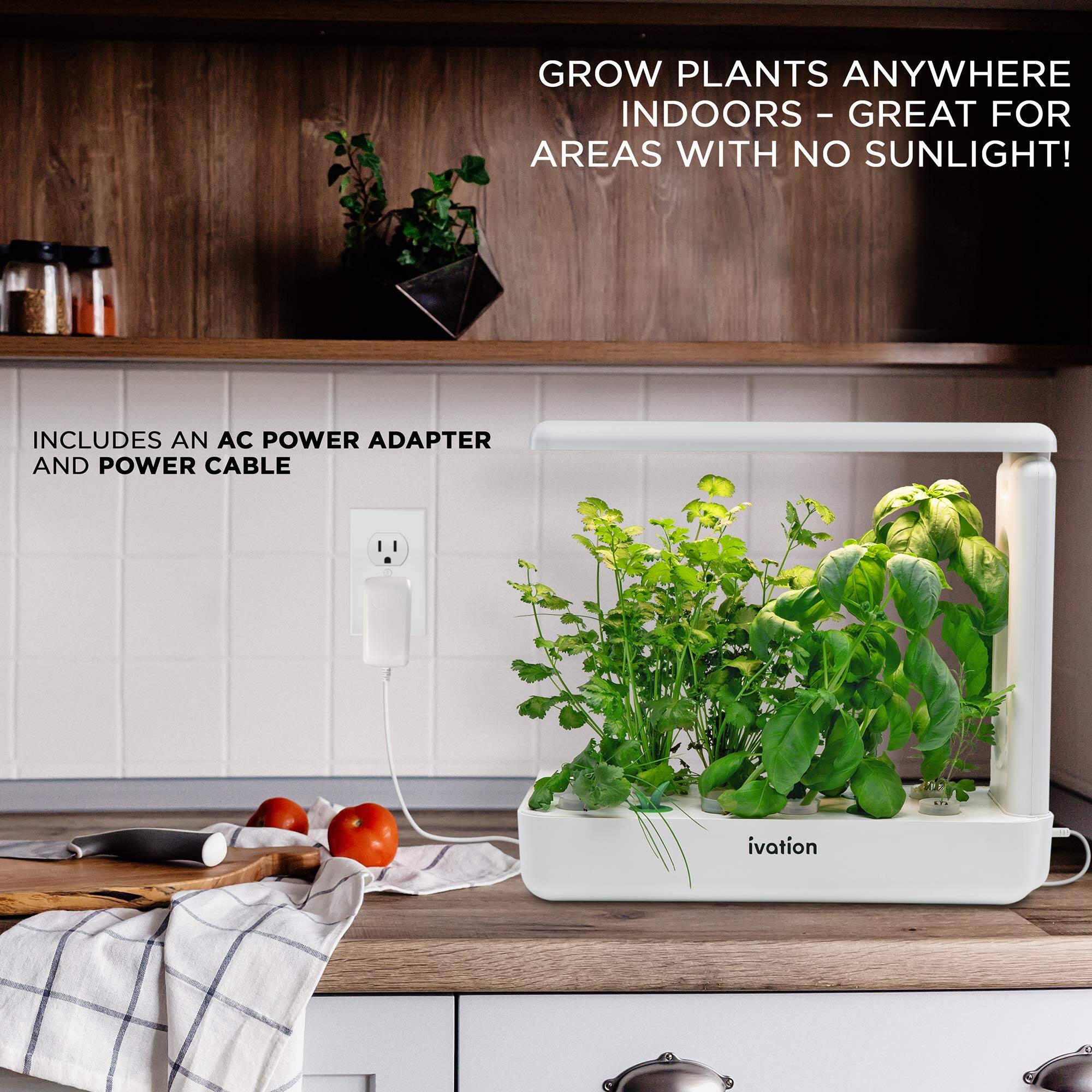 GROW PLANTS ANYWHERE INDOORS - GREAT FOR AREAS WITH NO SUNLIGHT!  
INCLUDES AN AC POWER ADAPTER AND POWER CABLE