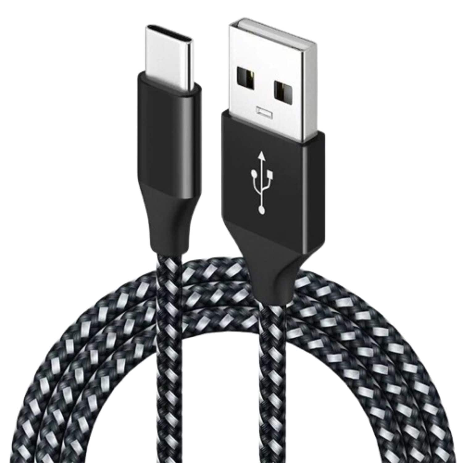 Home Collection - 10FT Heavy-Duty USB-C Fast Charging Cable – Rugged Nylon Braided Type-C Charger Cord for Samsung & Android Devices - Black