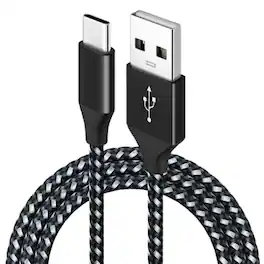 Home Collection - 10FT Heavy-Duty USB-C Fast Charging Cable – Rugged Nylon Braided Type-C Charger Cord for Samsung & Android Devices - Black