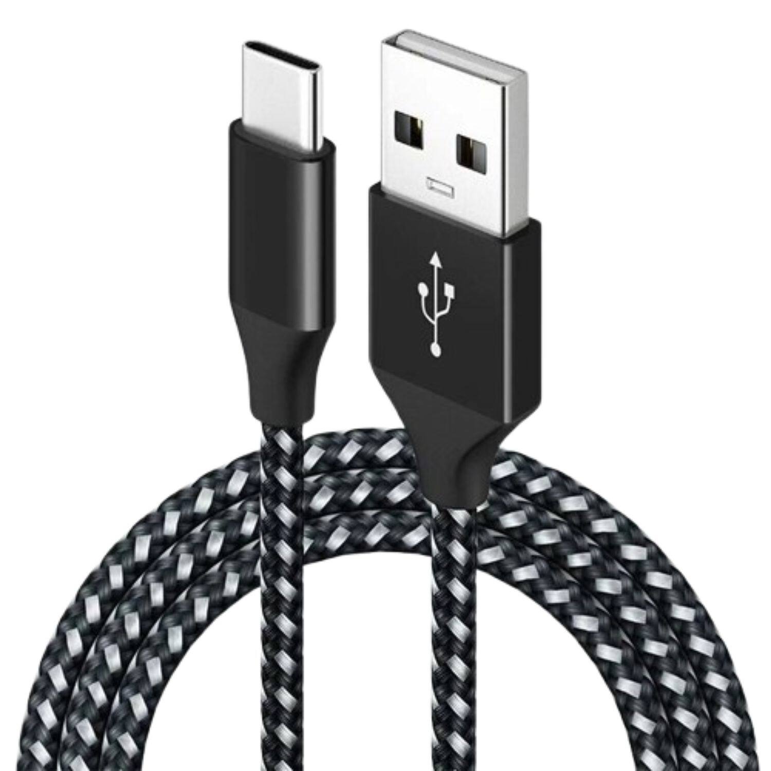Front. Home Collection - Heavy-Duty USB-C Fast Charging Cable 3FT – Rugged Nylon Braided Type-C Charger Cord for Samsung & Android Devices - Black.