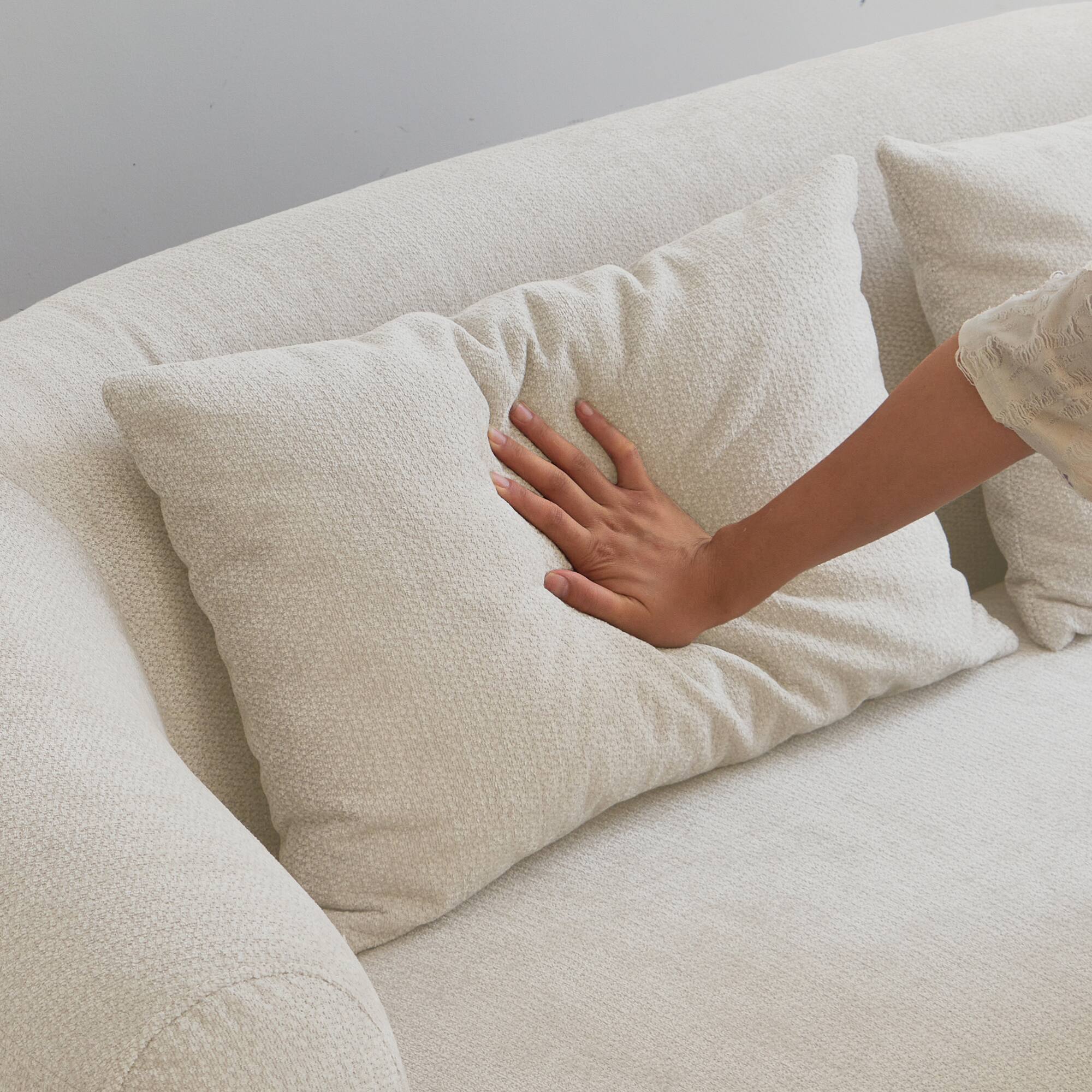 Alt View 9. GOODSILO - Modern Memory Foam Two-Seater Sofa with Deep Seat and Premium Chenille Fabric, No Assembly Required - Beige.