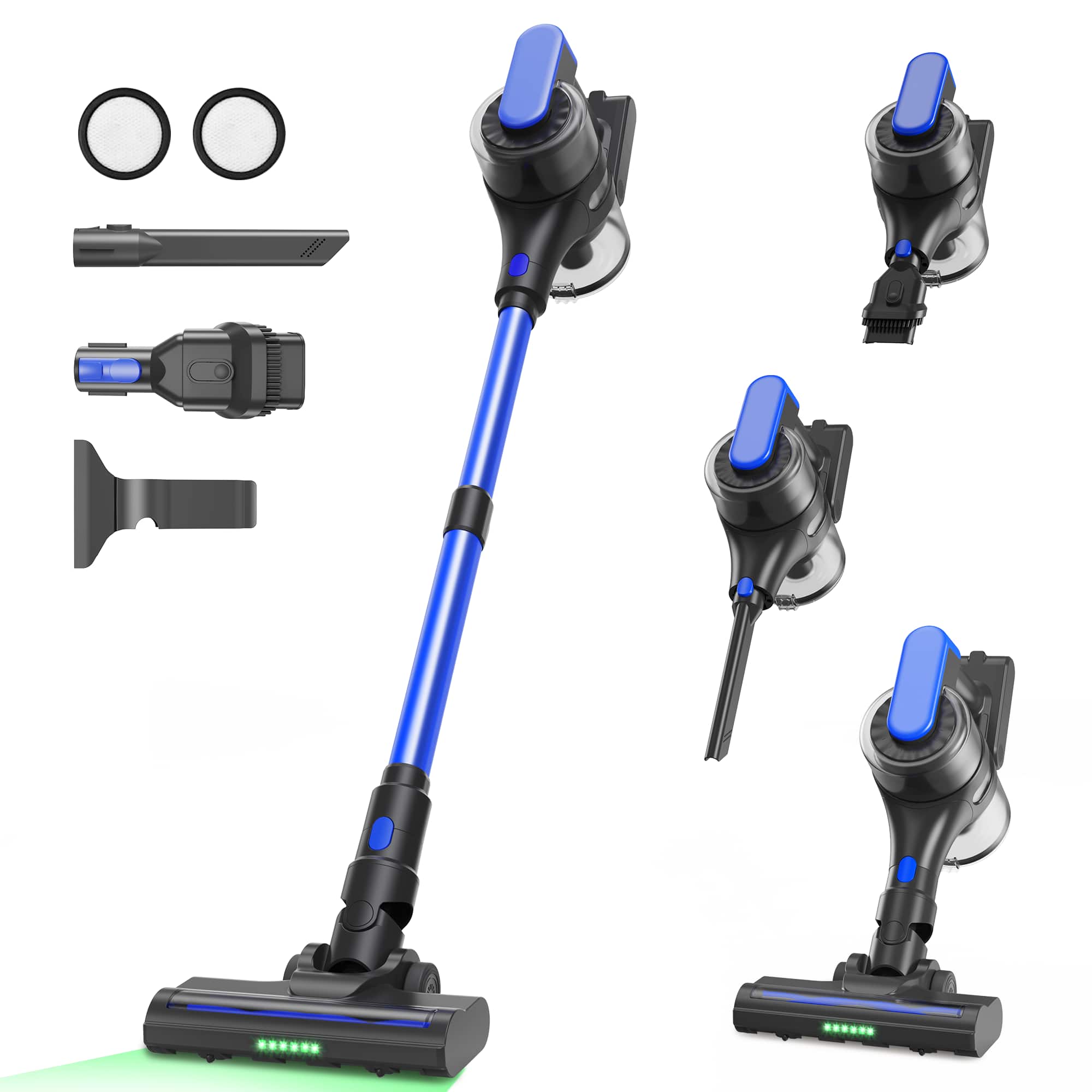 MOOSOO - Lightweight Cordless Vacuum, 36Kpa Powerful Suction, 55 mins runtime, Stick Vacuum for Hard Floor Carpet Pet Hair - Blue&Black