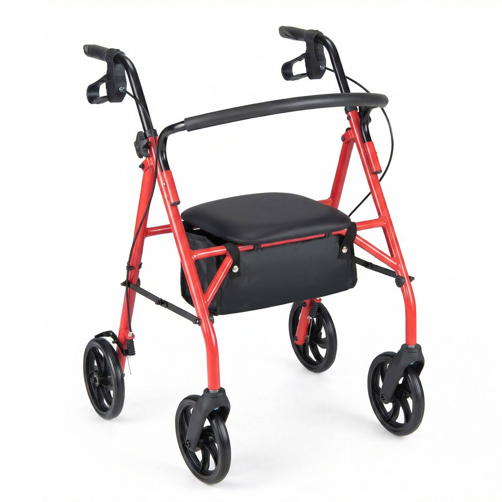 Alt View 9. Costway - Costway Rollator Walker with Seat, Height Adjustable Handles, Storage Basket for Seniors - Red.