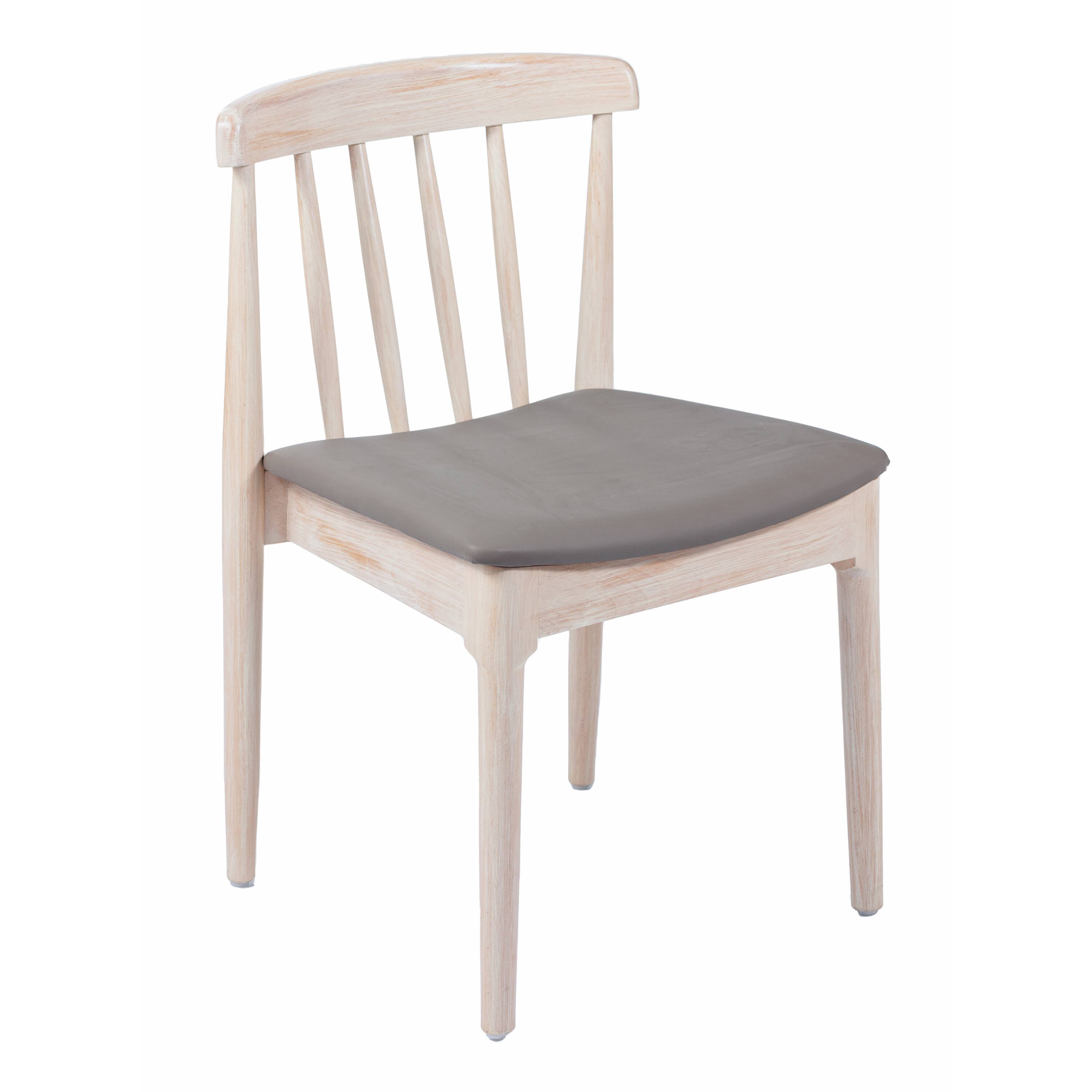 Brown Vinyl Seat/Antique White Wood Frame