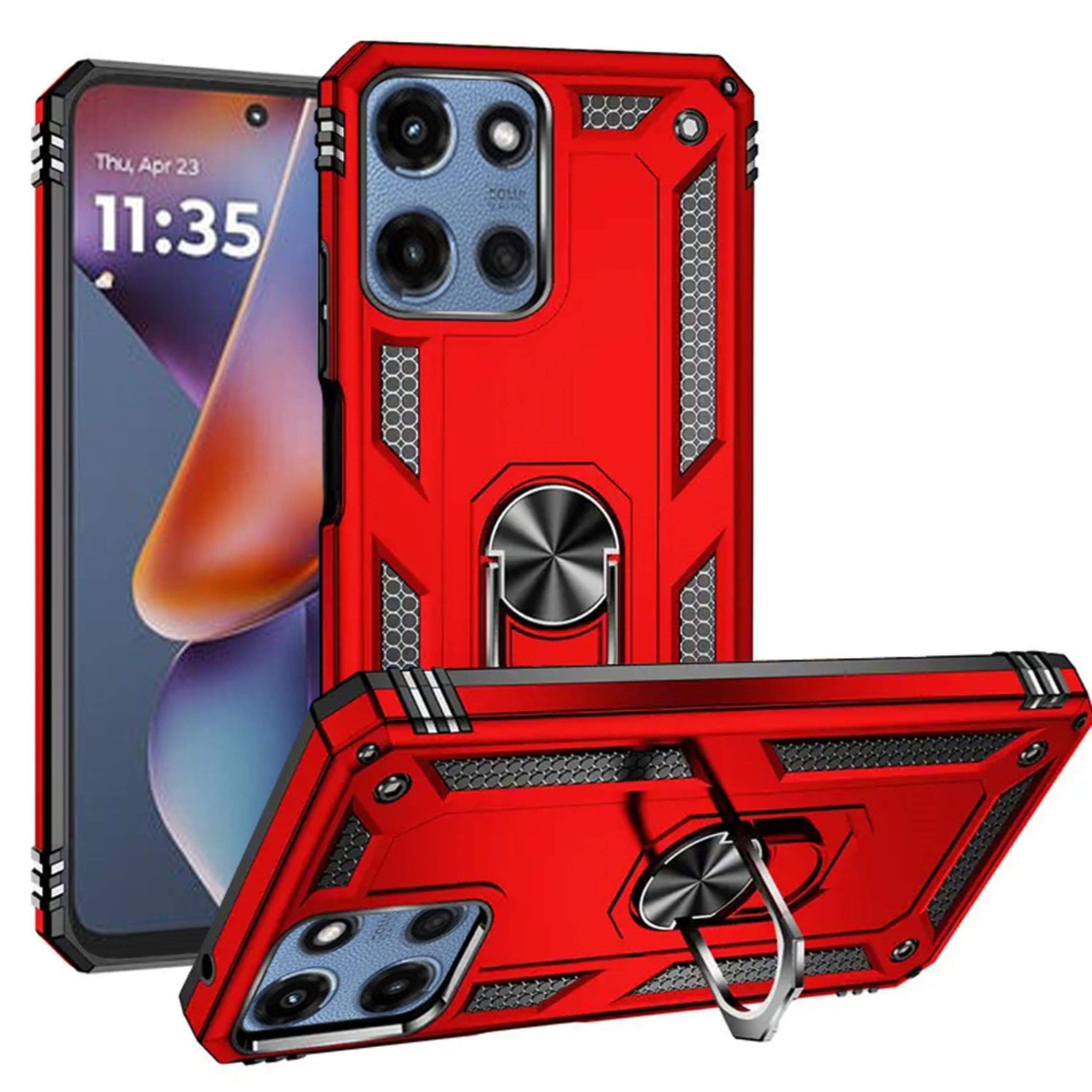 Kitcheniva - Metal Ring Kickstand Case With Tempered Glass For Moto G 2025 / 2026 / G Play 2026 - Red price history on PriceWatchPro