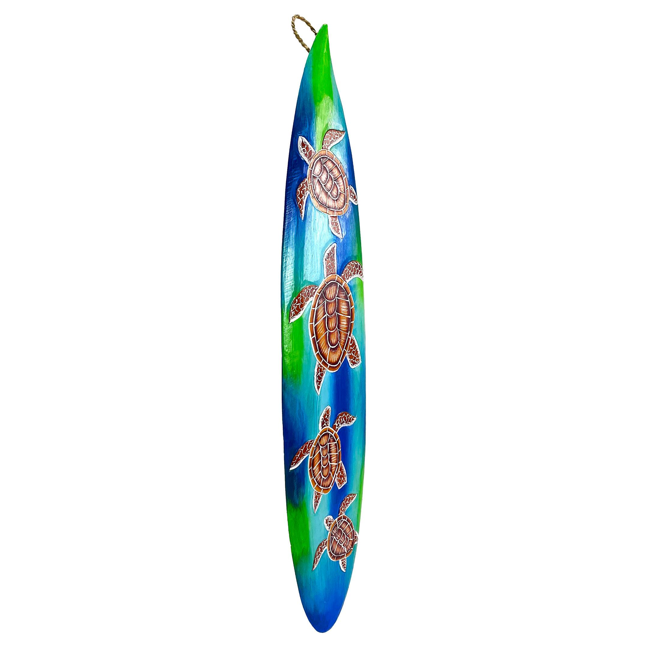 Alt View 1. Chesapeake Bay - Wooden Sea Turtle Surfboard Wall Decor 38.5" Tropical Ocean Beach Art - Multicolored.