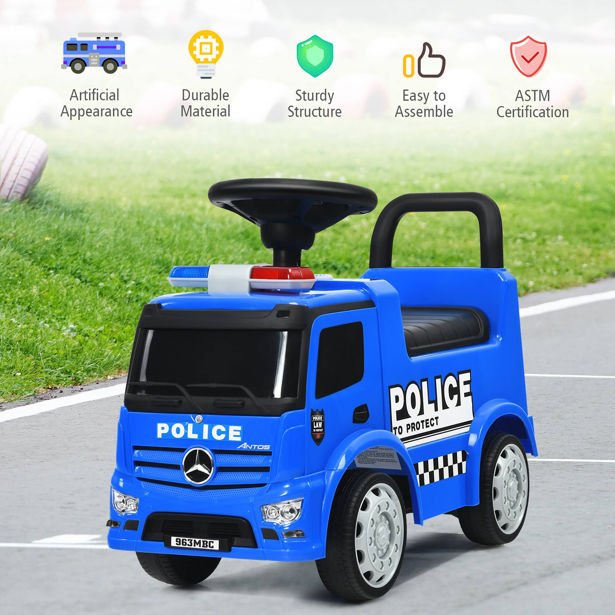 - Artificial Appearance
- Durable Material
- Sturdy Structure
- Easy to Assemble
- ASTM Certification

POLICE  
ANTOS  
TO PROTECT  
963MBC