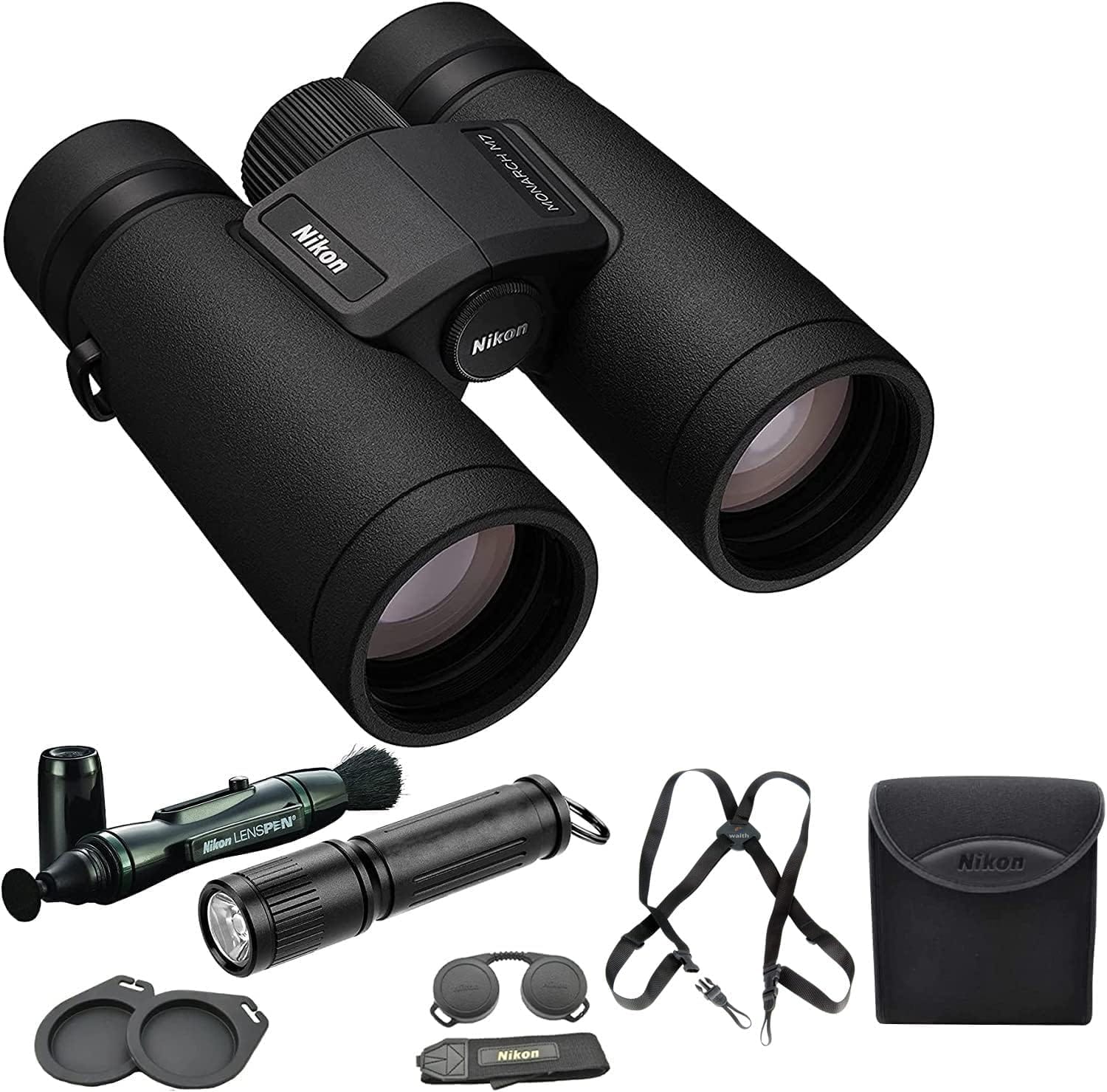 Nikon - 16764 Monarch M7 10x30 Binocular With Lens Pen, Vortex Harness, & Flashlight Kit