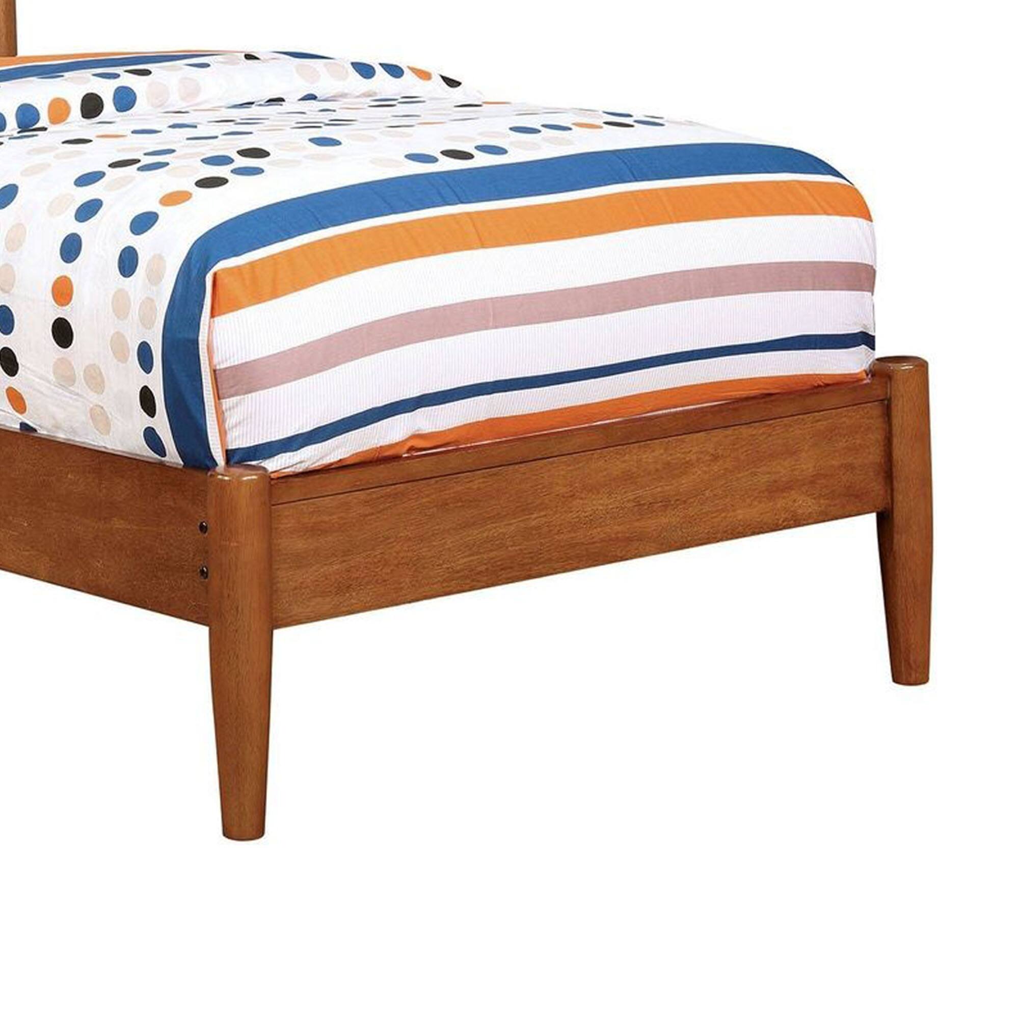 Alt View 2. Manhattan Lane - Wooden Transitional Twin Bed With Round Tapered Legs, Oak Brown - Brown.