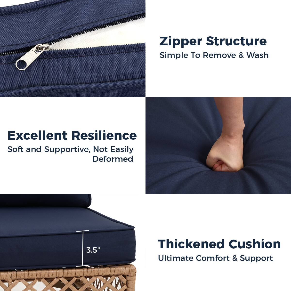 - Zipper Structure: Simple To Remove & Wash
- Excellent Resilience: Soft and Supportive, Not Easily Deformed
- Thickened Cushion: Ultimate Comfort & Support