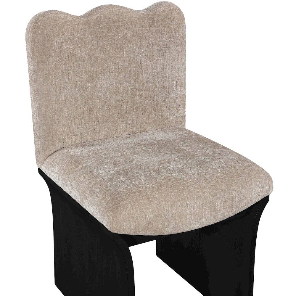 Alt View 4. Meridian Furniture - Shaw Beige Chenille Fabric Upholstered Dining Chair - Black.